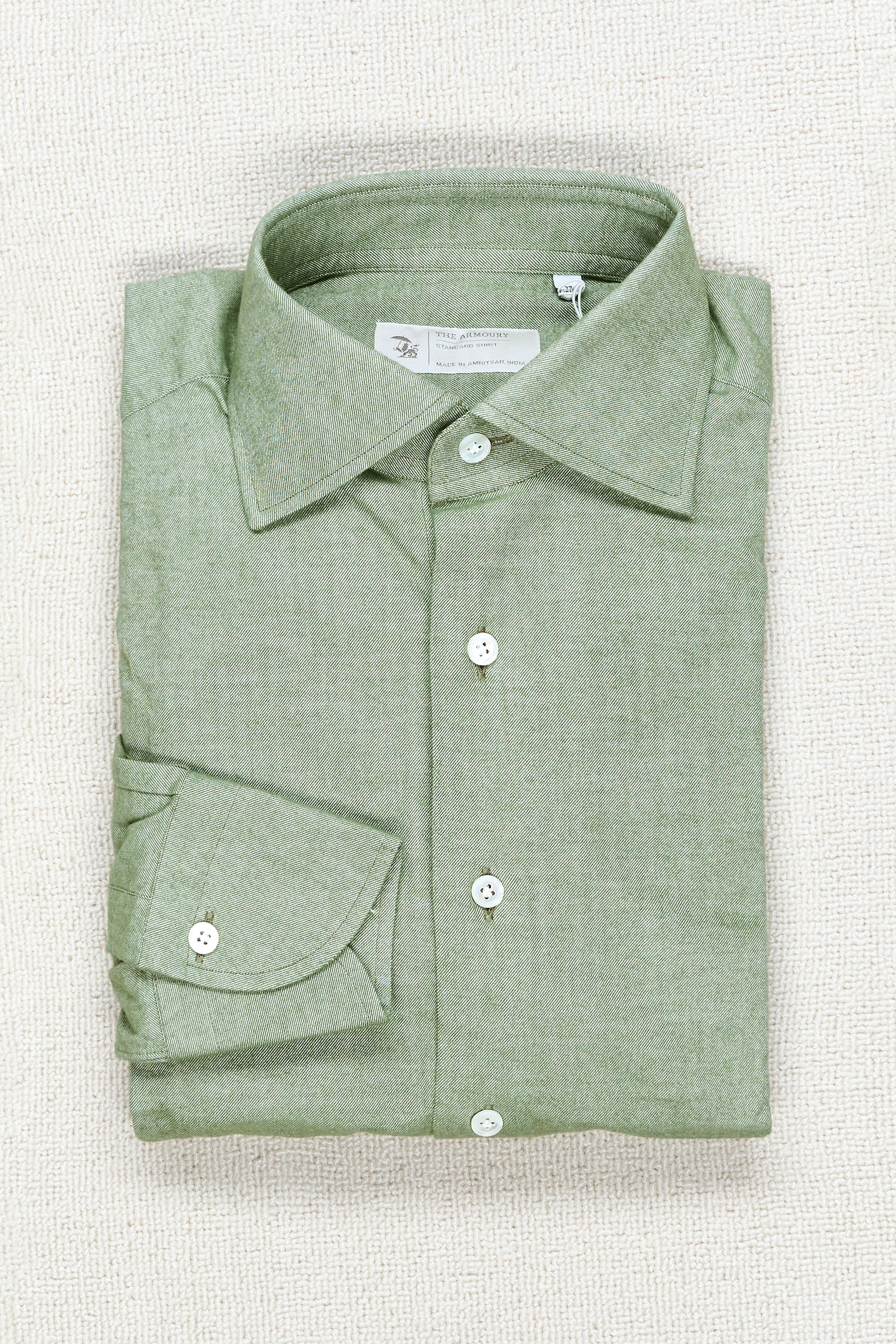 The Armoury by 100 Hands Green Brushed Cotton Spread Collar Shirt