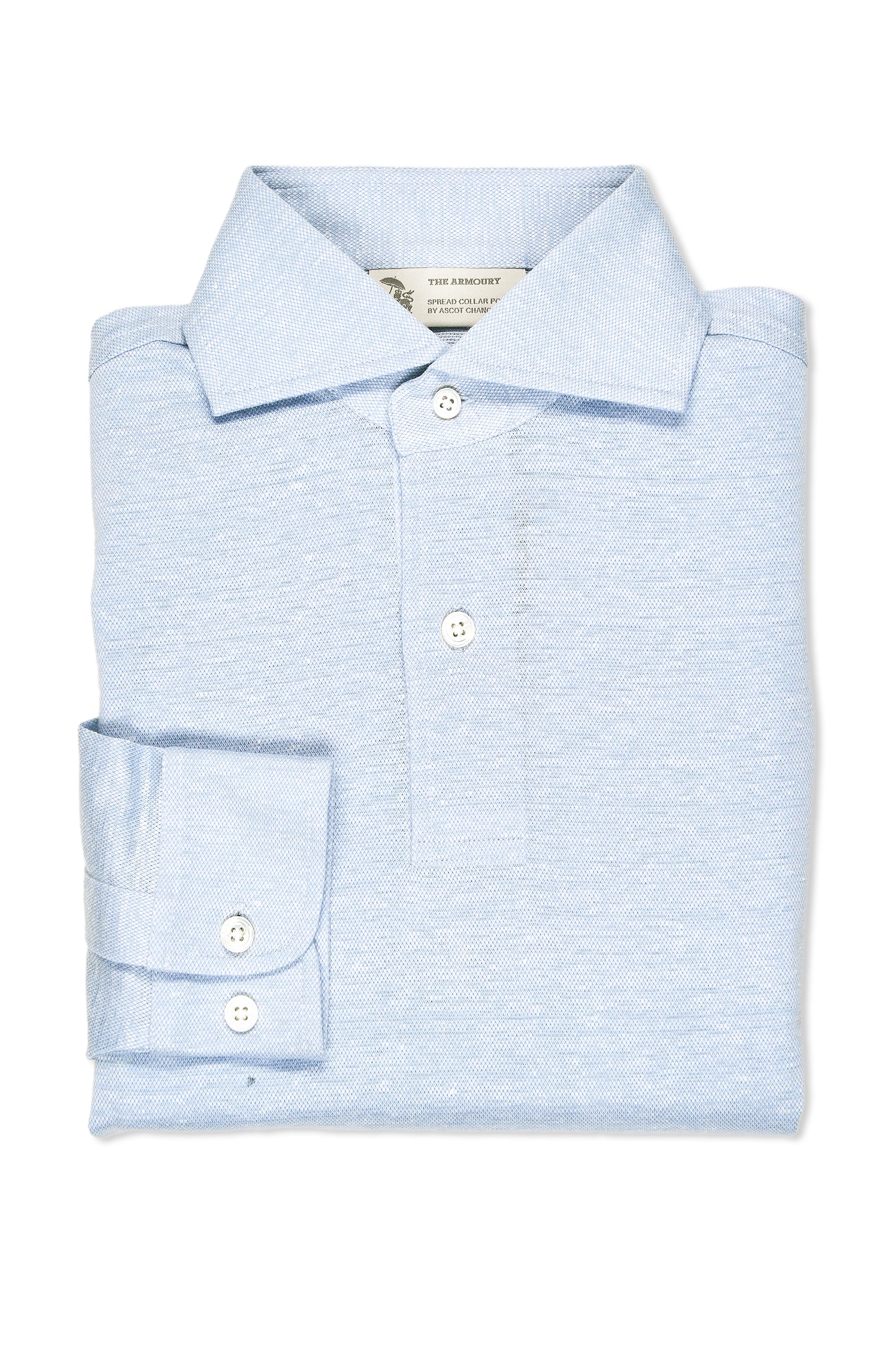 The Armoury Silver Lake Cotton/Linen Long Sleeve Spread Collar Polo *sample*