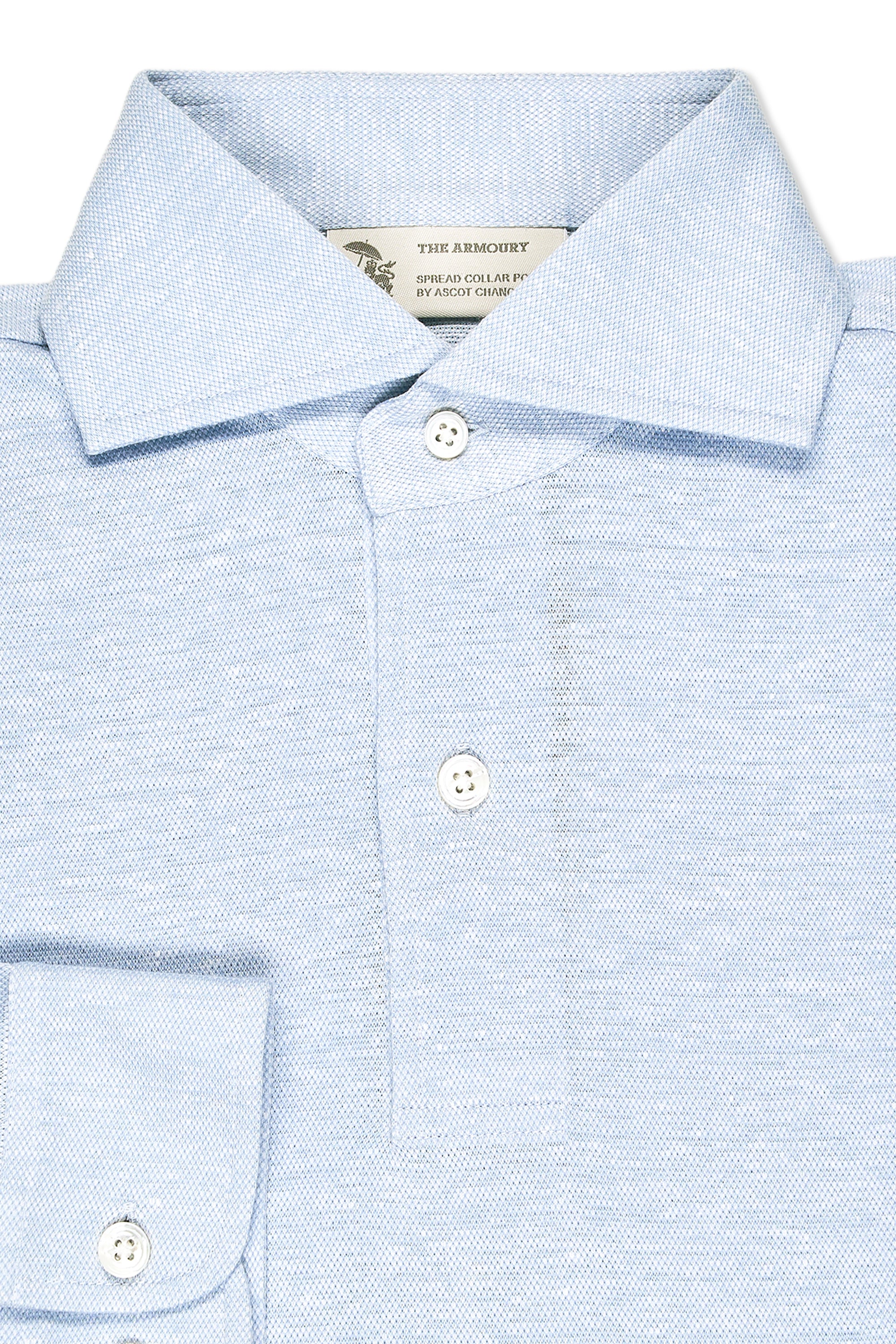 The Armoury Silver Lake Cotton/Linen Long Sleeve Spread Collar Polo *sample*