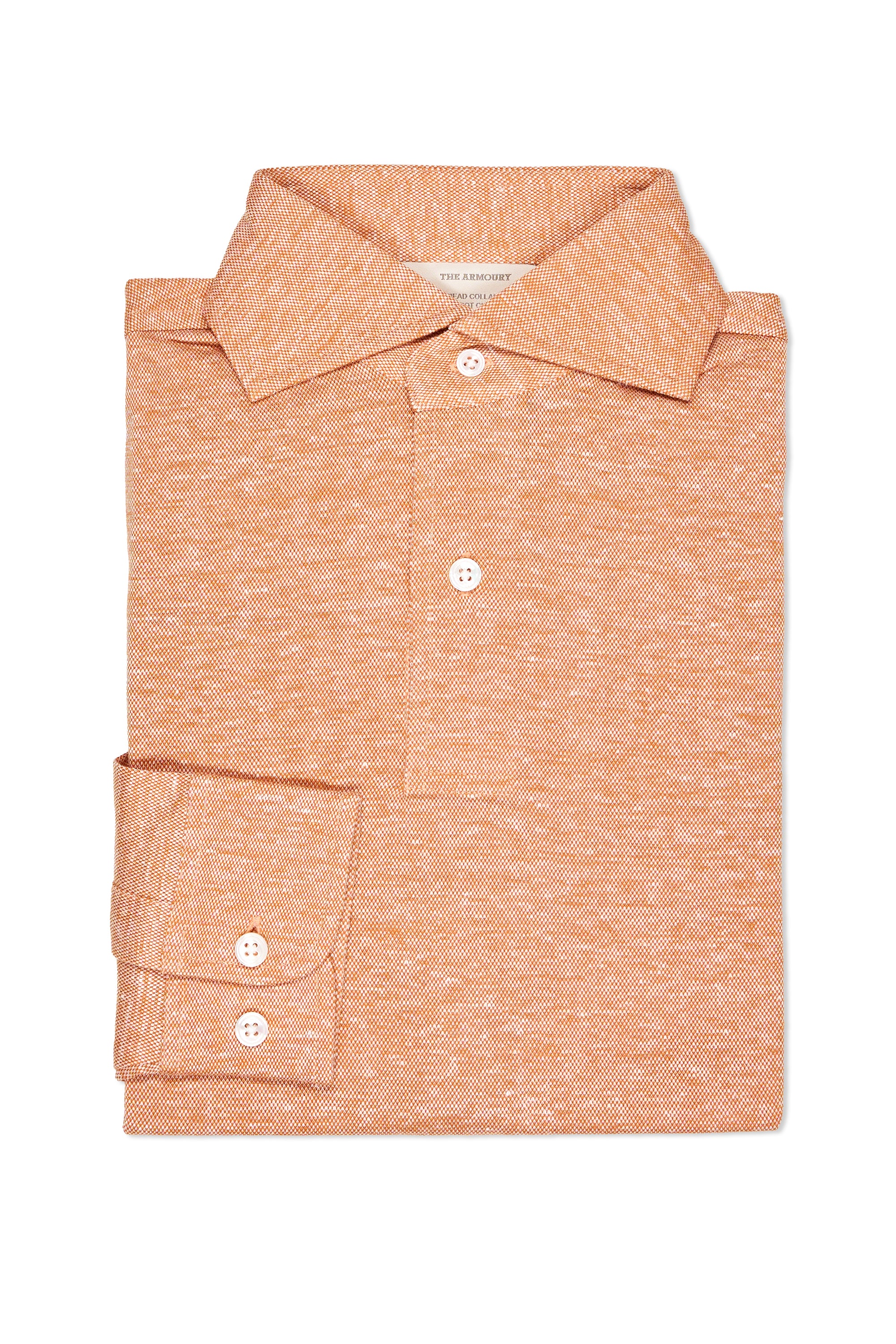 The Armoury Persimmon Cotton/Linen Long Sleeve Spread Collar Polo