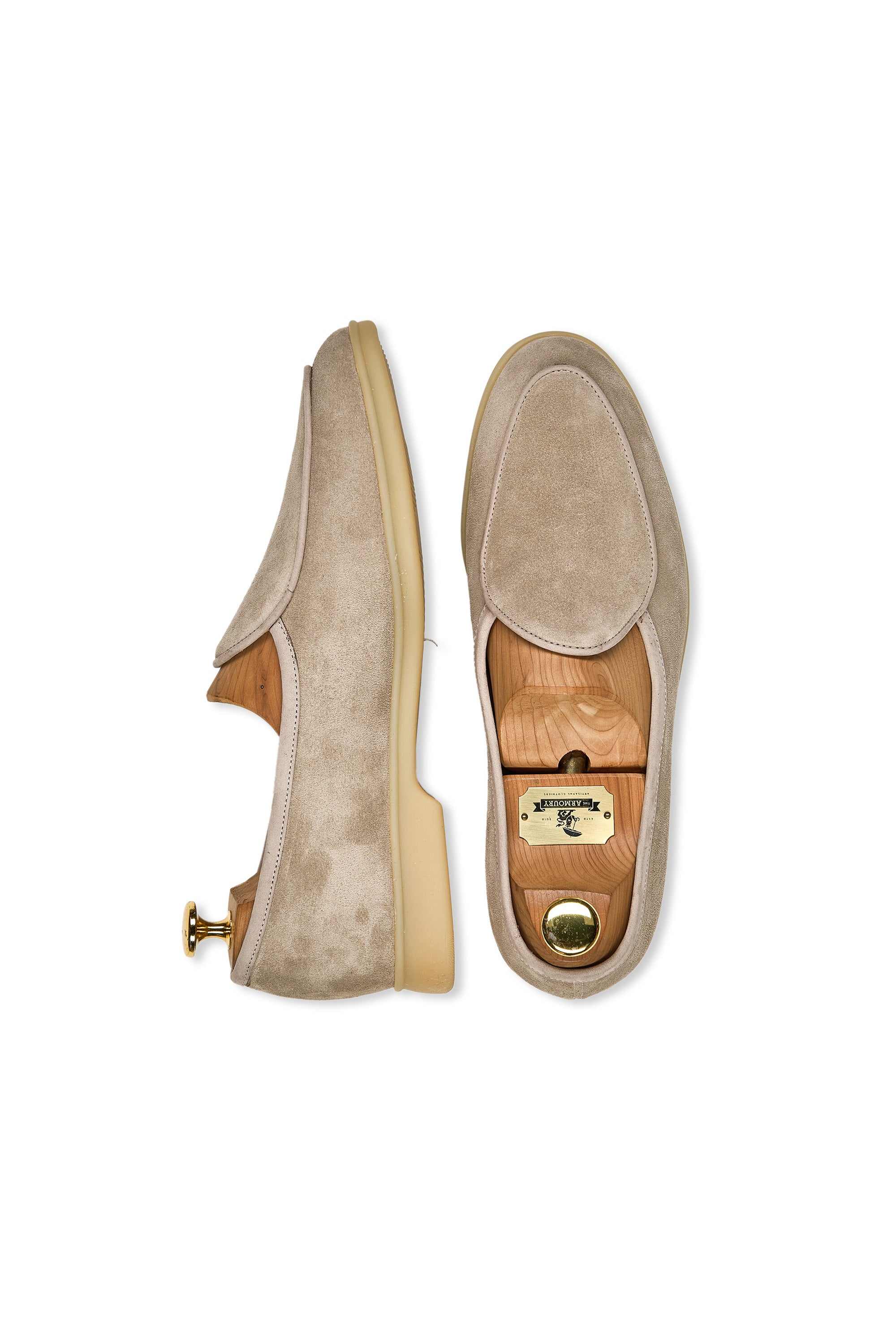 Baudoin & Lange Sandy Sagan Calf Suede Stride Plain with Natural Rubber Sole Loafers