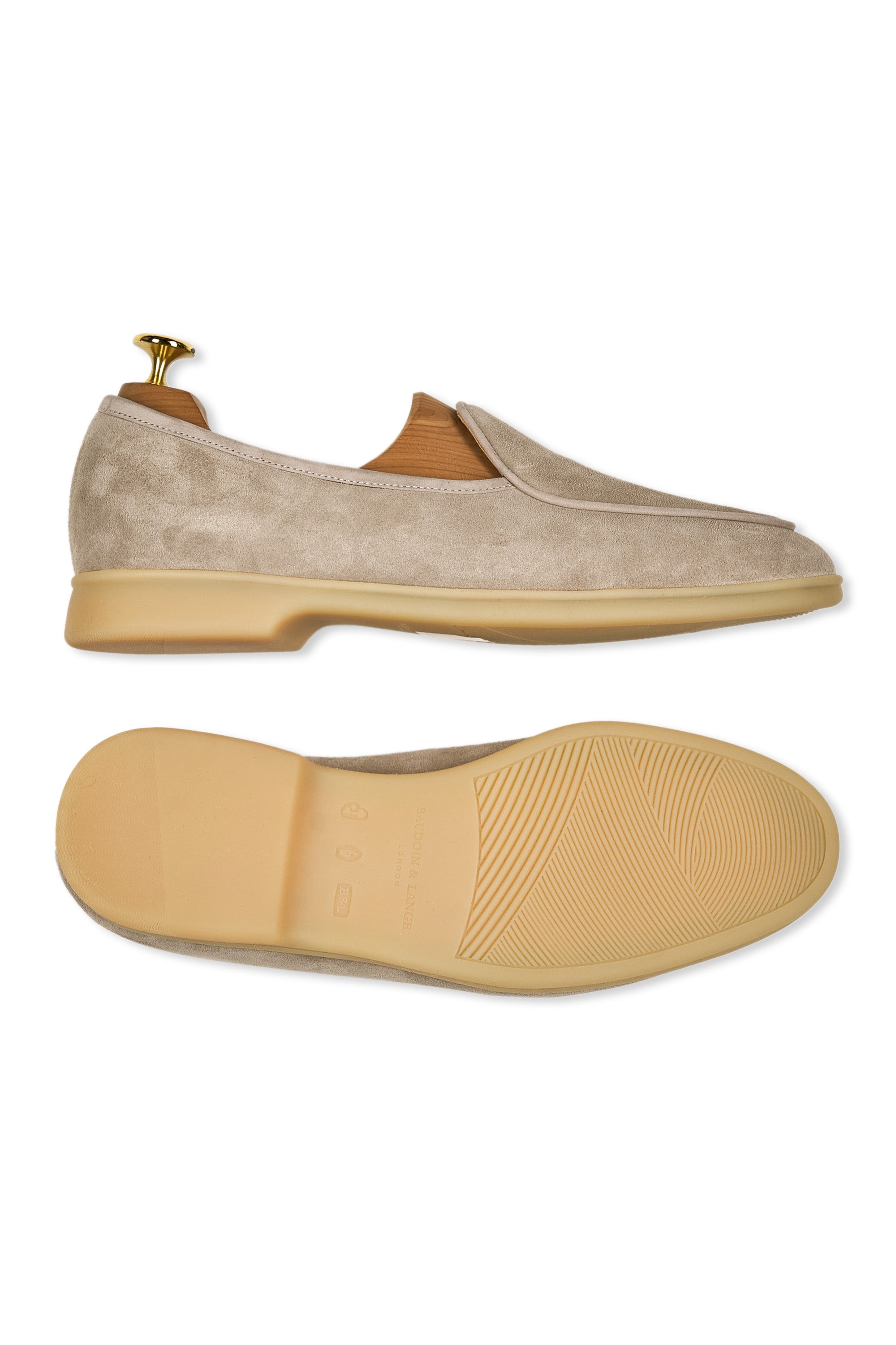 Baudoin & Lange Sandy Sagan Calf Suede Stride Plain with Natural Rubber Sole Loafers