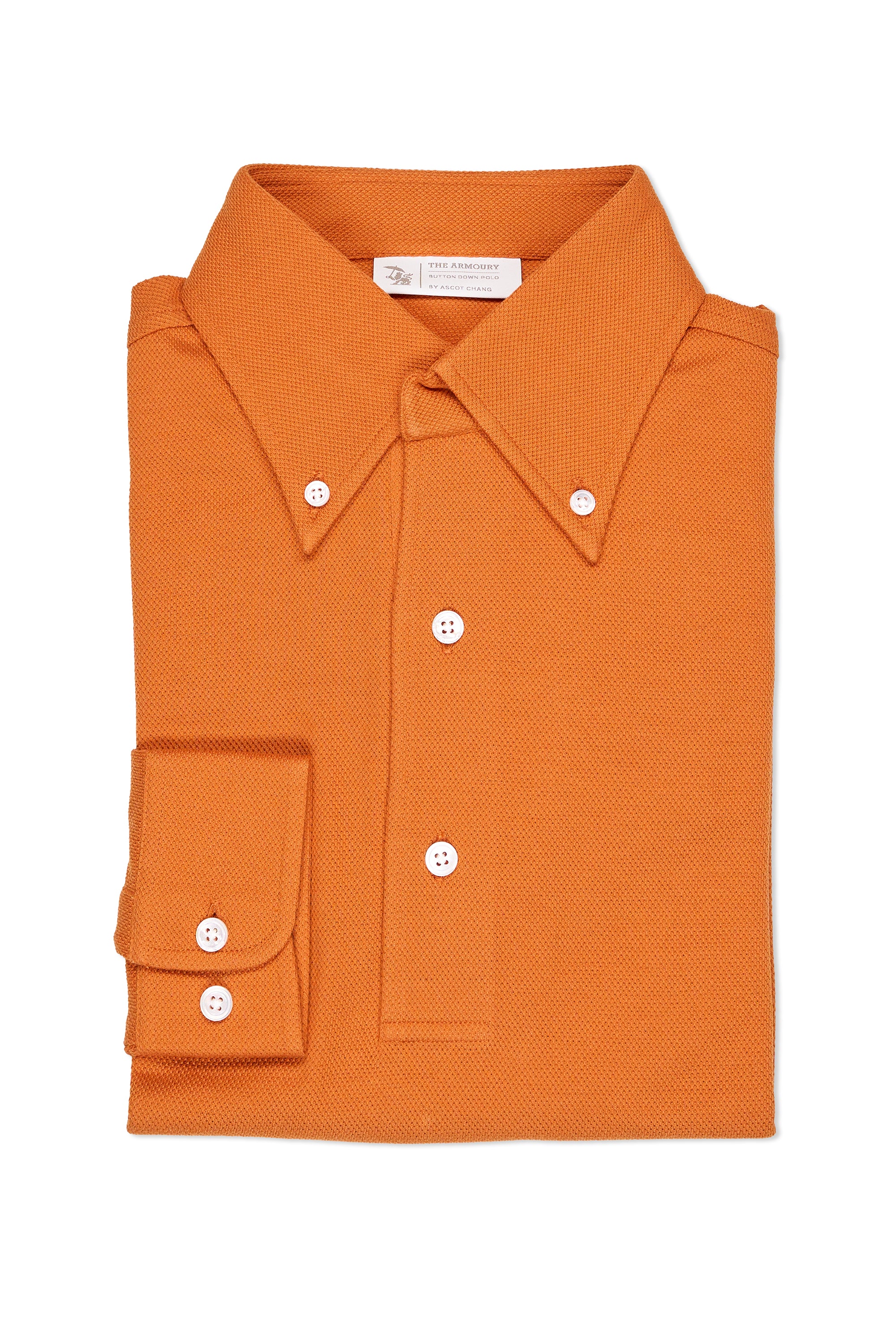 The Armoury Pumpkin Cotton Long Sleeve Button Down Polo