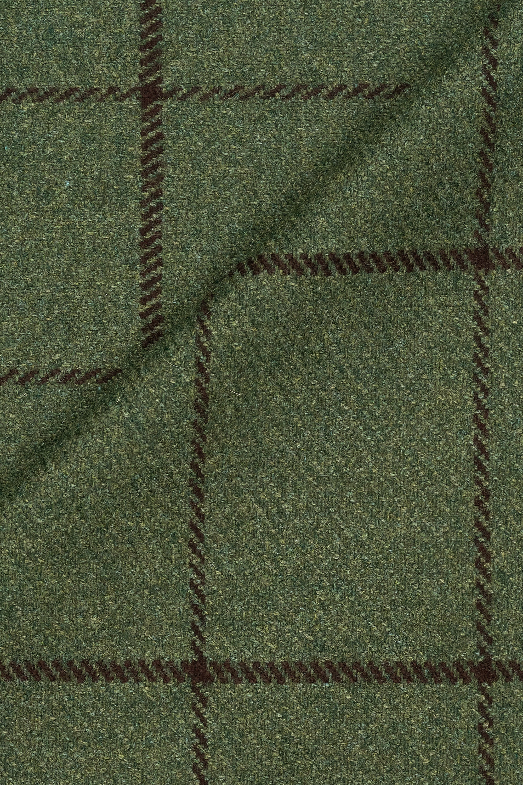 Fox Brothers Green Windowpane Merino Wool Cloth - 2m