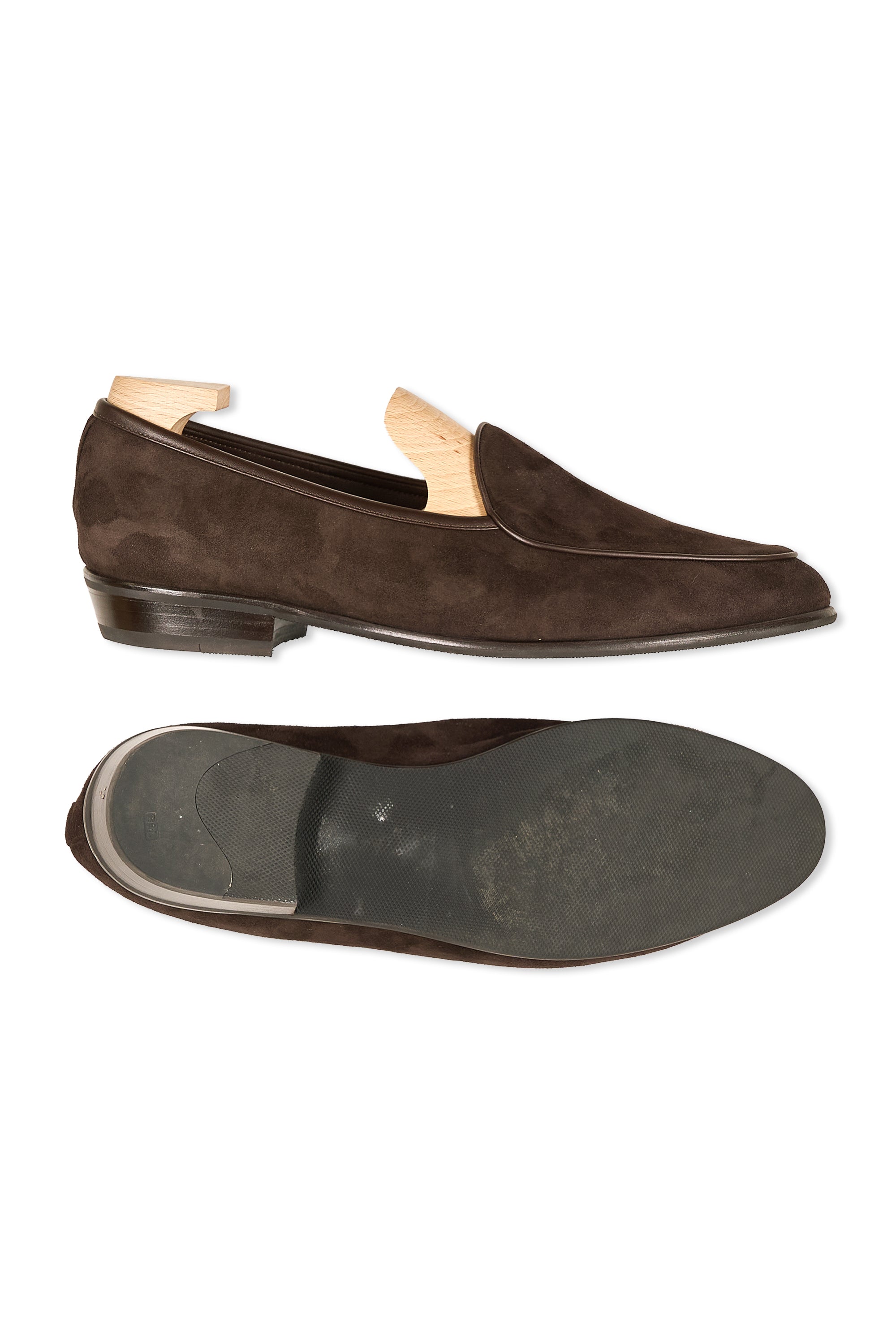Baudoin & Lange Dark Brown Sagan Lamb Suede Full Grip Loafers *sample*