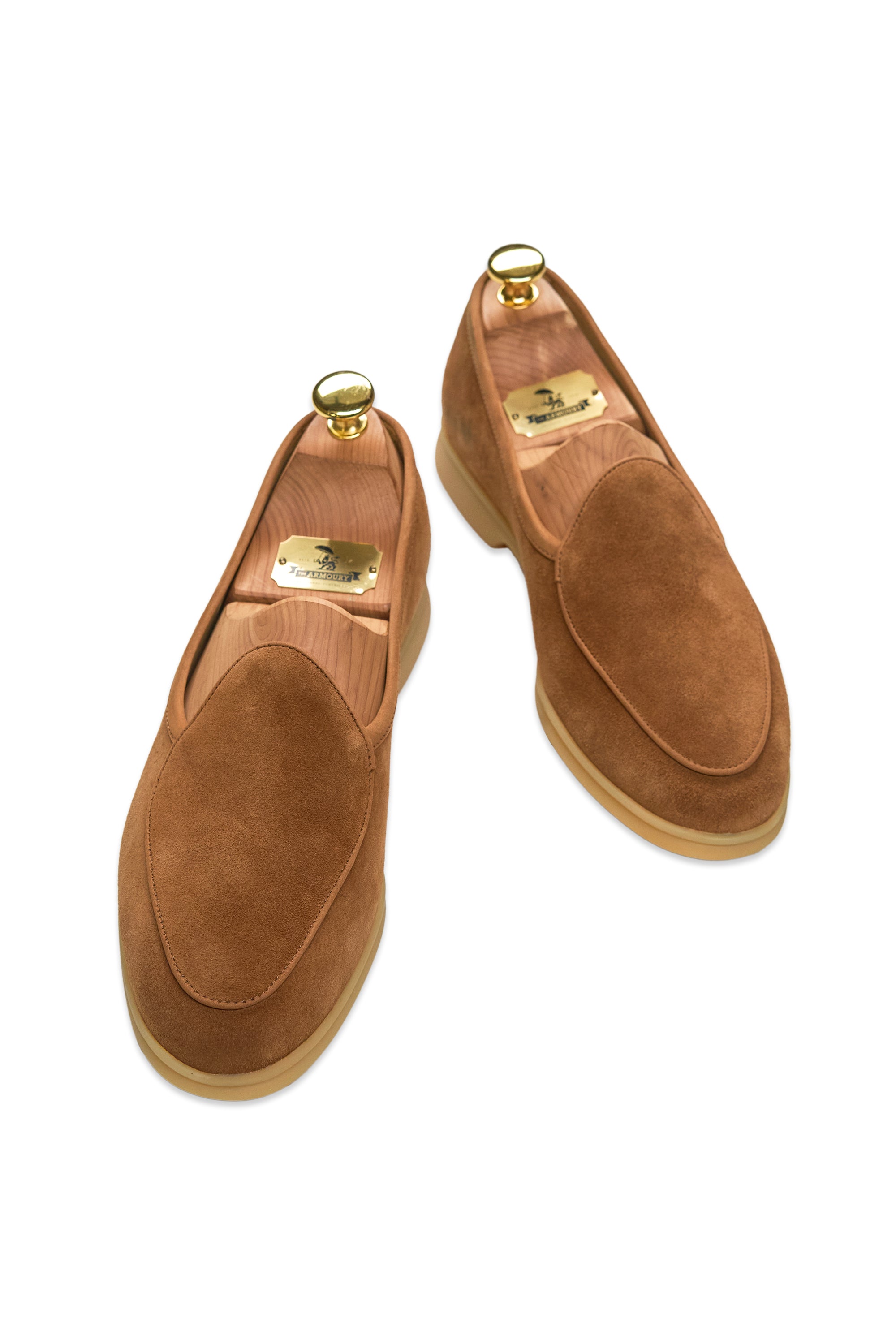 Baudoin & Lange Earth Sagan Calf Suede Stride Plain with Natural Rubber Sole Loafers *new with defect*