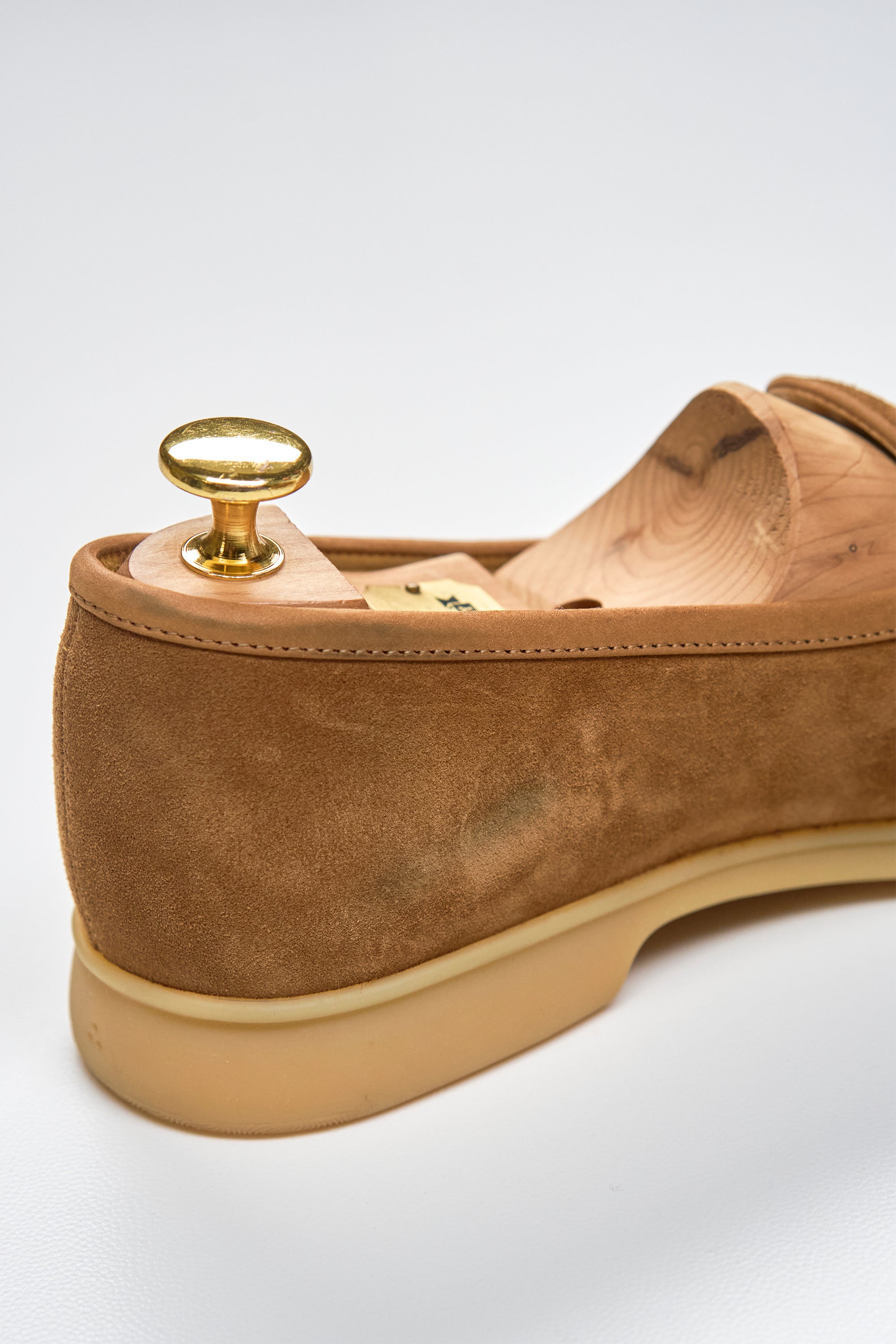 Baudoin & Lange Earth Sagan Calf Suede Stride Plain with Natural Rubber Sole Loafers *new with defect*