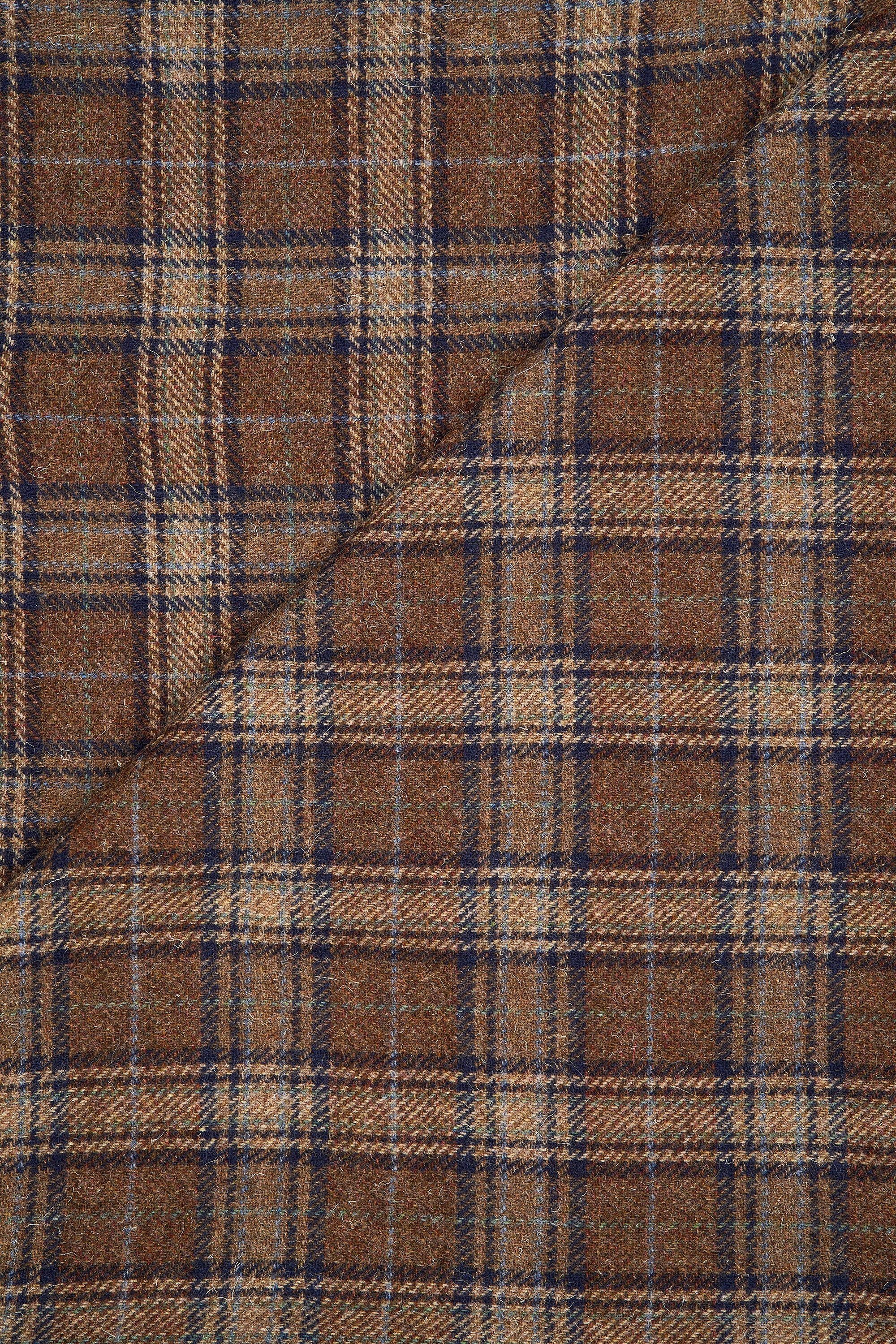 Lovat Brown with Blue Check Wool Cloth - 2.5m