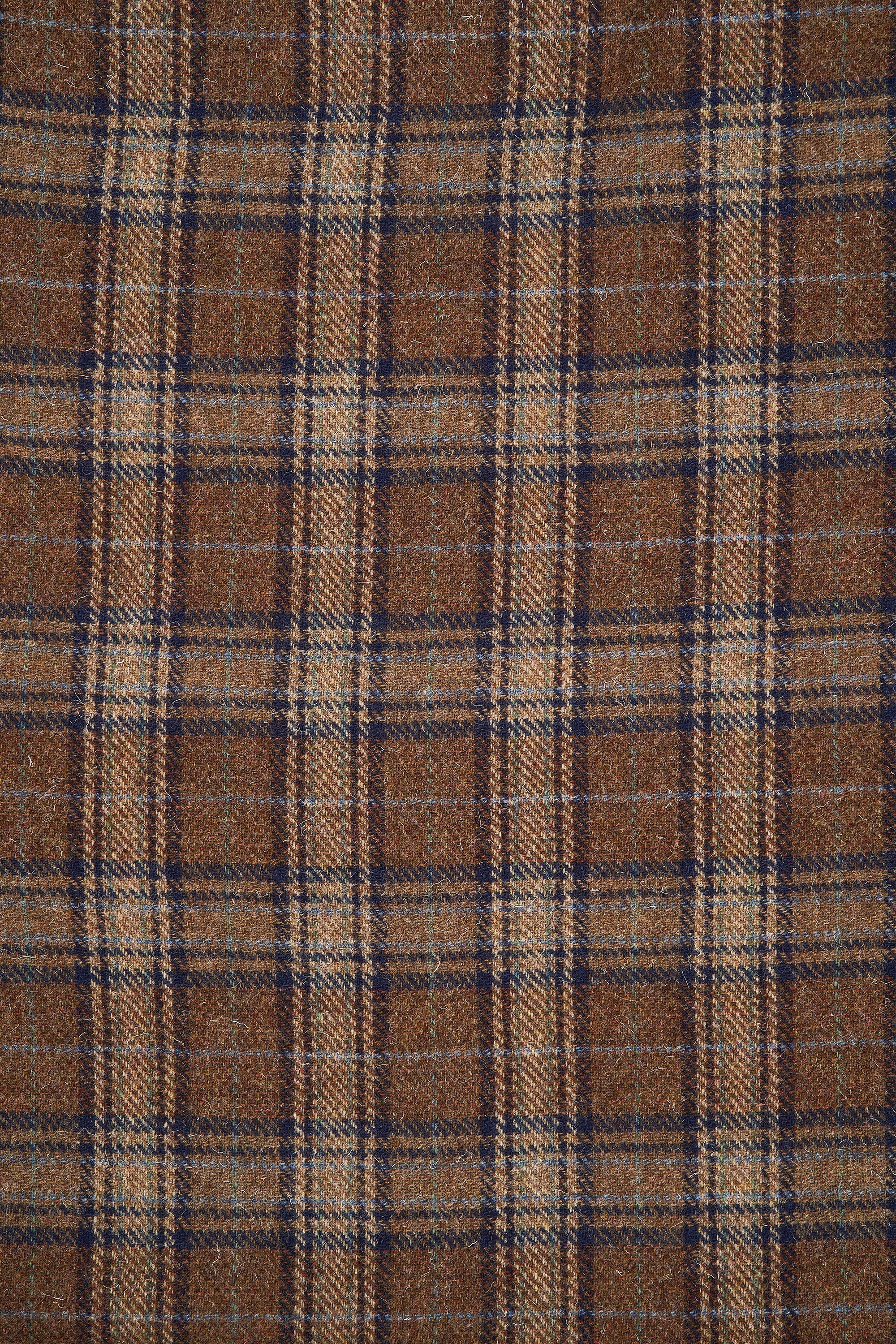 Lovat Brown with Blue Check Wool Cloth - 2.5m