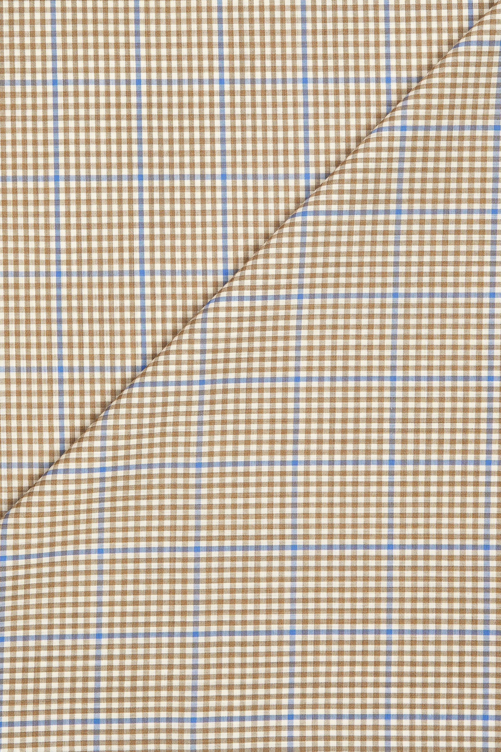 Standeven Blue/Beige/Brown Check Merino Wool Cloth - 5m