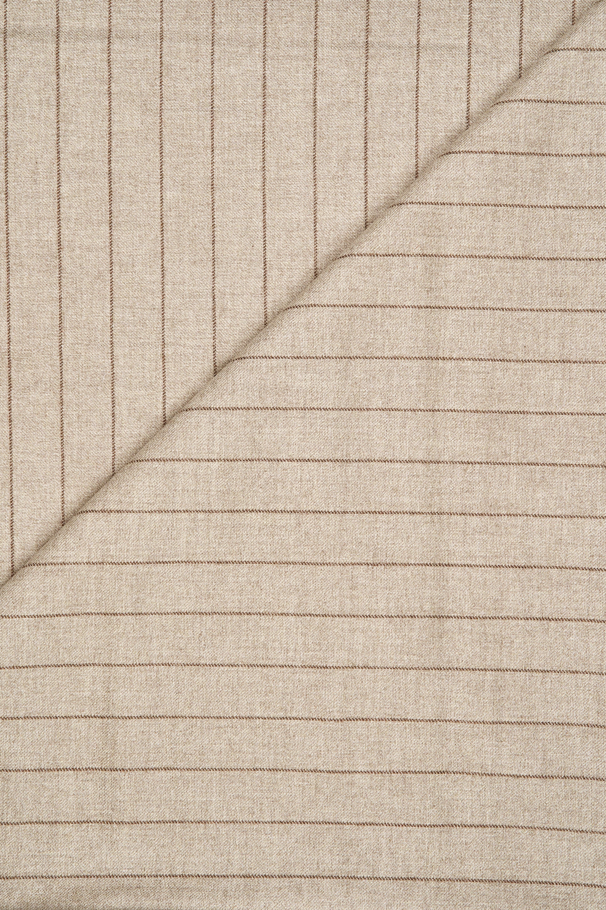 Vitale Barberis Canonico Beige with Brown Stripe Virgin Wool Cloth - 2.4m