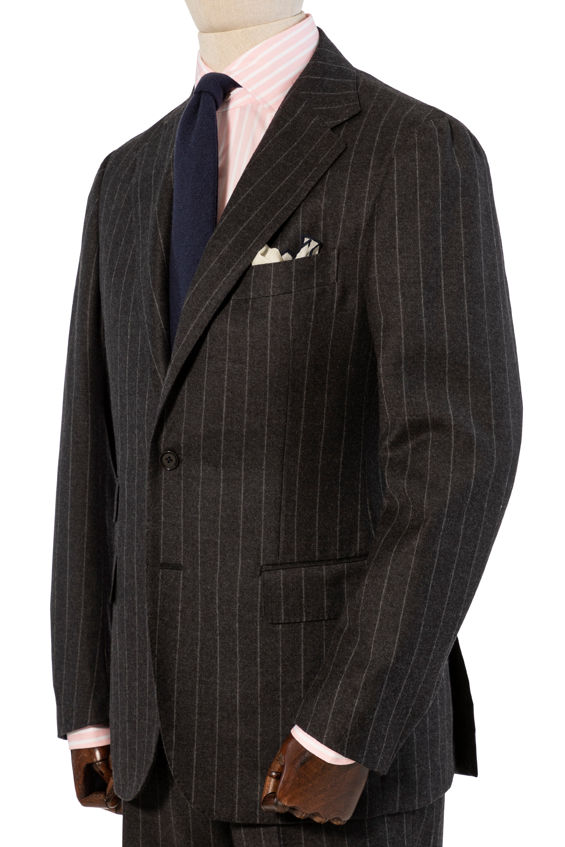 The Armoury by Ring Jacket Model 3A Grey Dormeuil Flannel Chalkstripe Suit