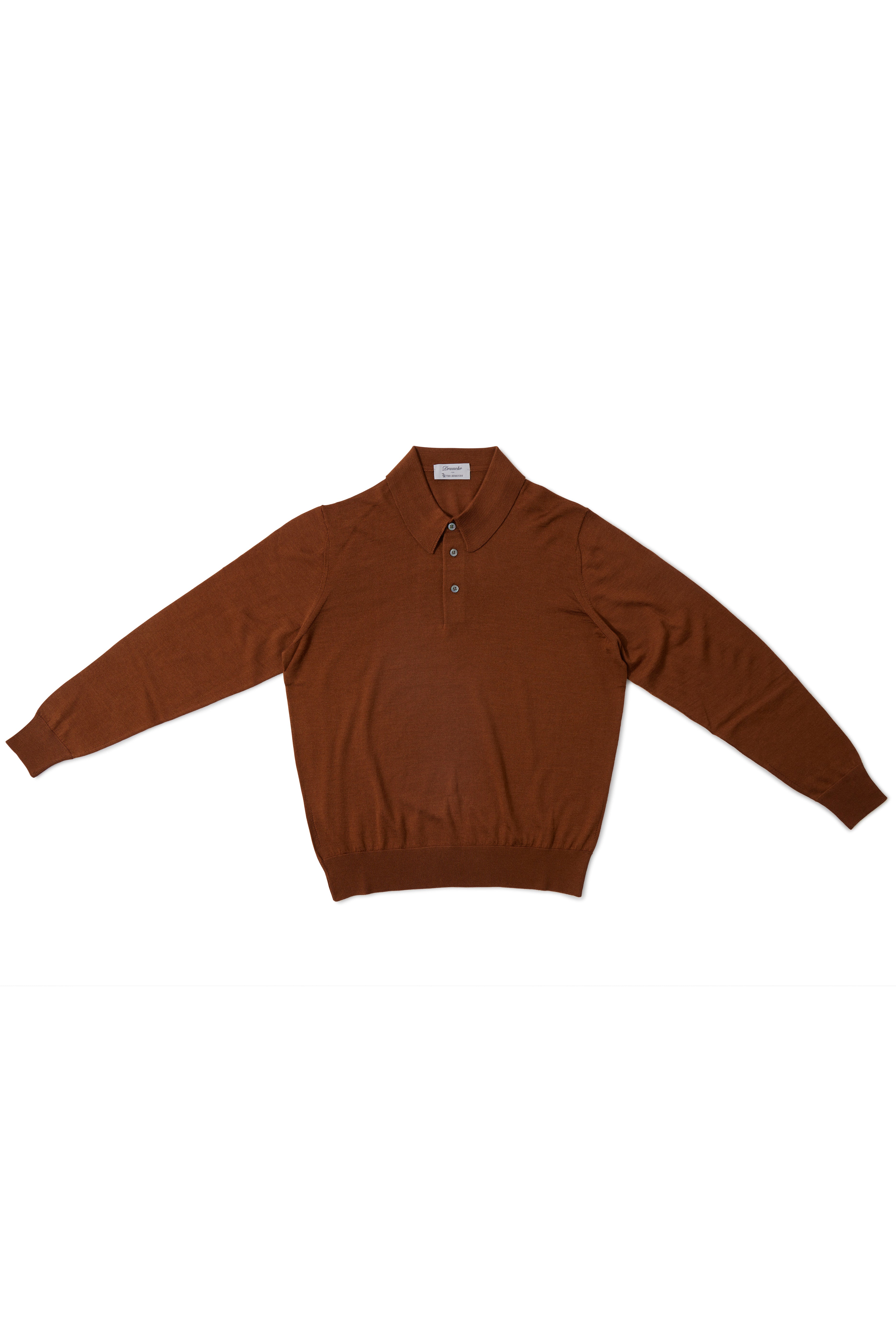 The Armoury By Drumohr Gold Wool/Silk/Cashmere Long Sleeve Polo *sample*