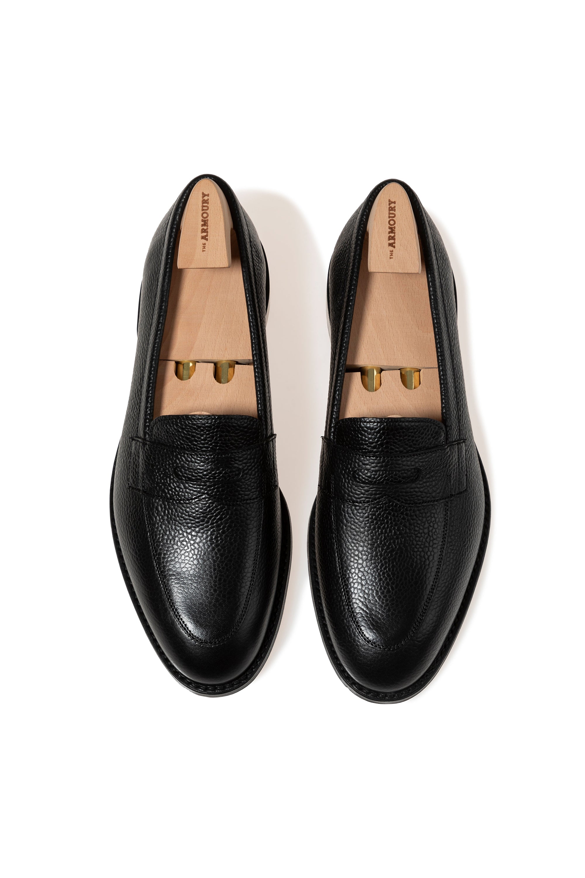 The Armoury Duane II Black Grained Calf Penny Loafers *factory seconds*