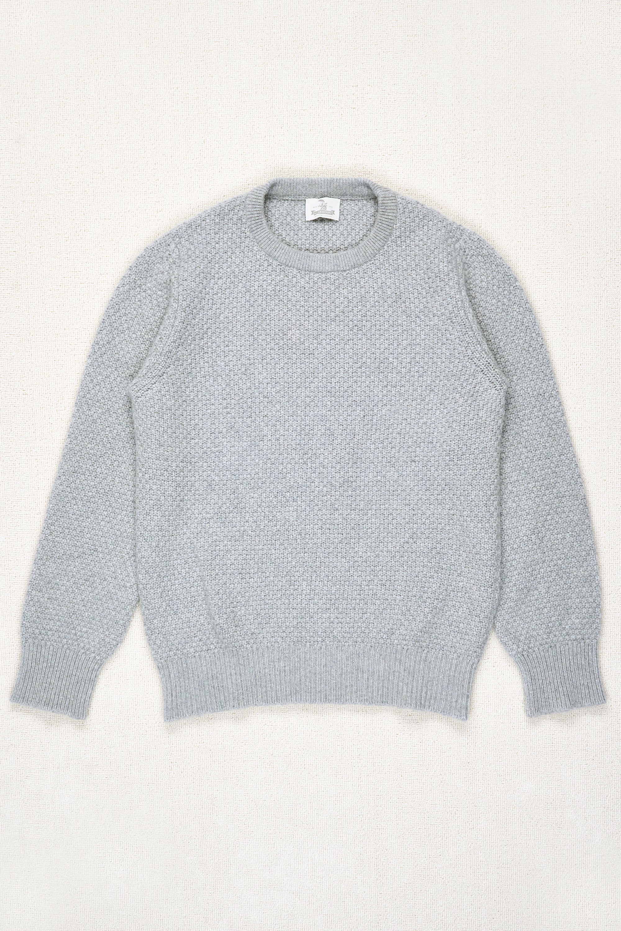The Armoury Grey Cashmere Basket Weave Crewneck Sweater