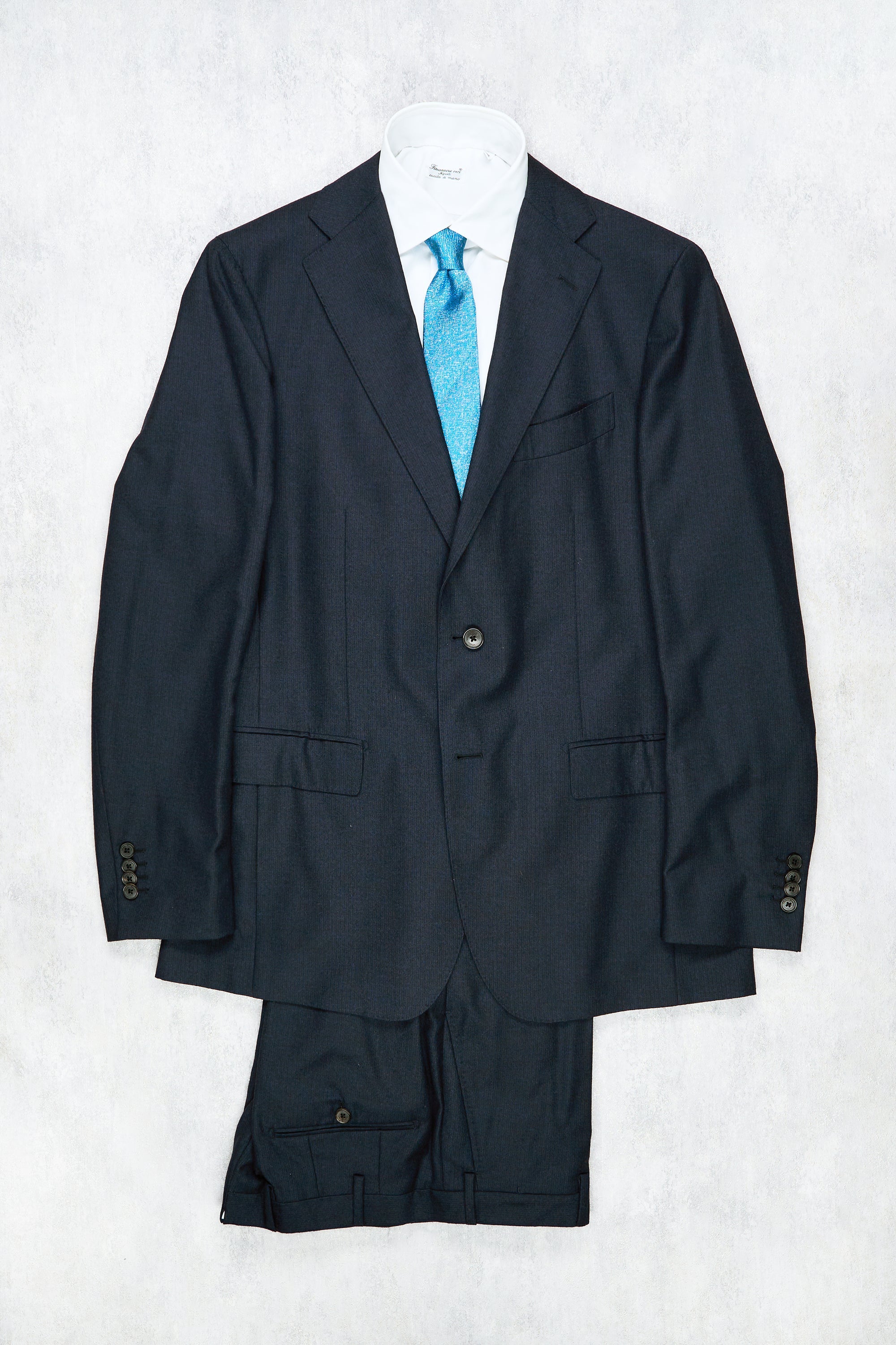 Salvatore Ferragamo Navy Stripe Wool/Cashmere Suit