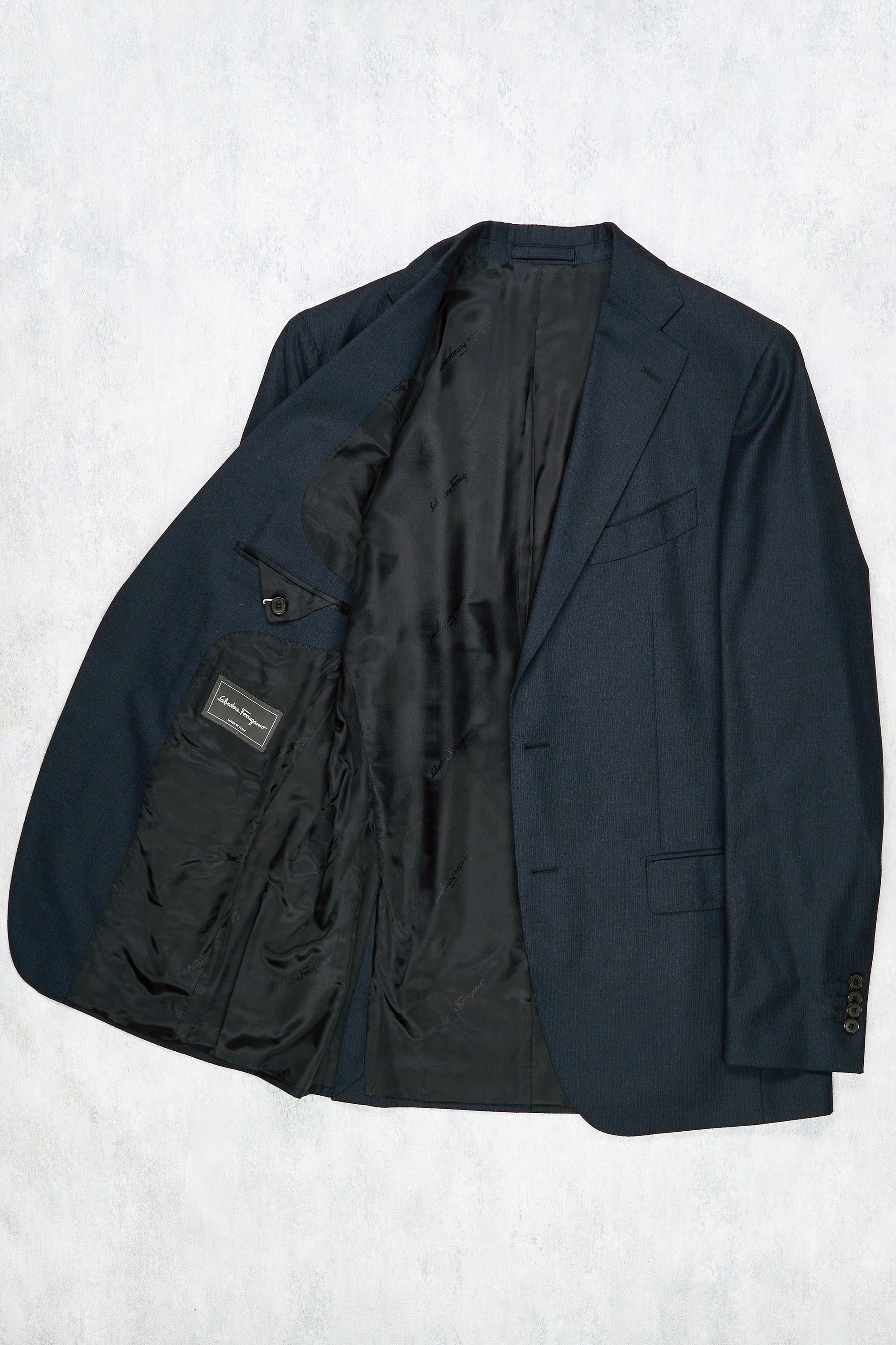 Salvatore Ferragamo Navy Stripe Wool/Cashmere Suit
