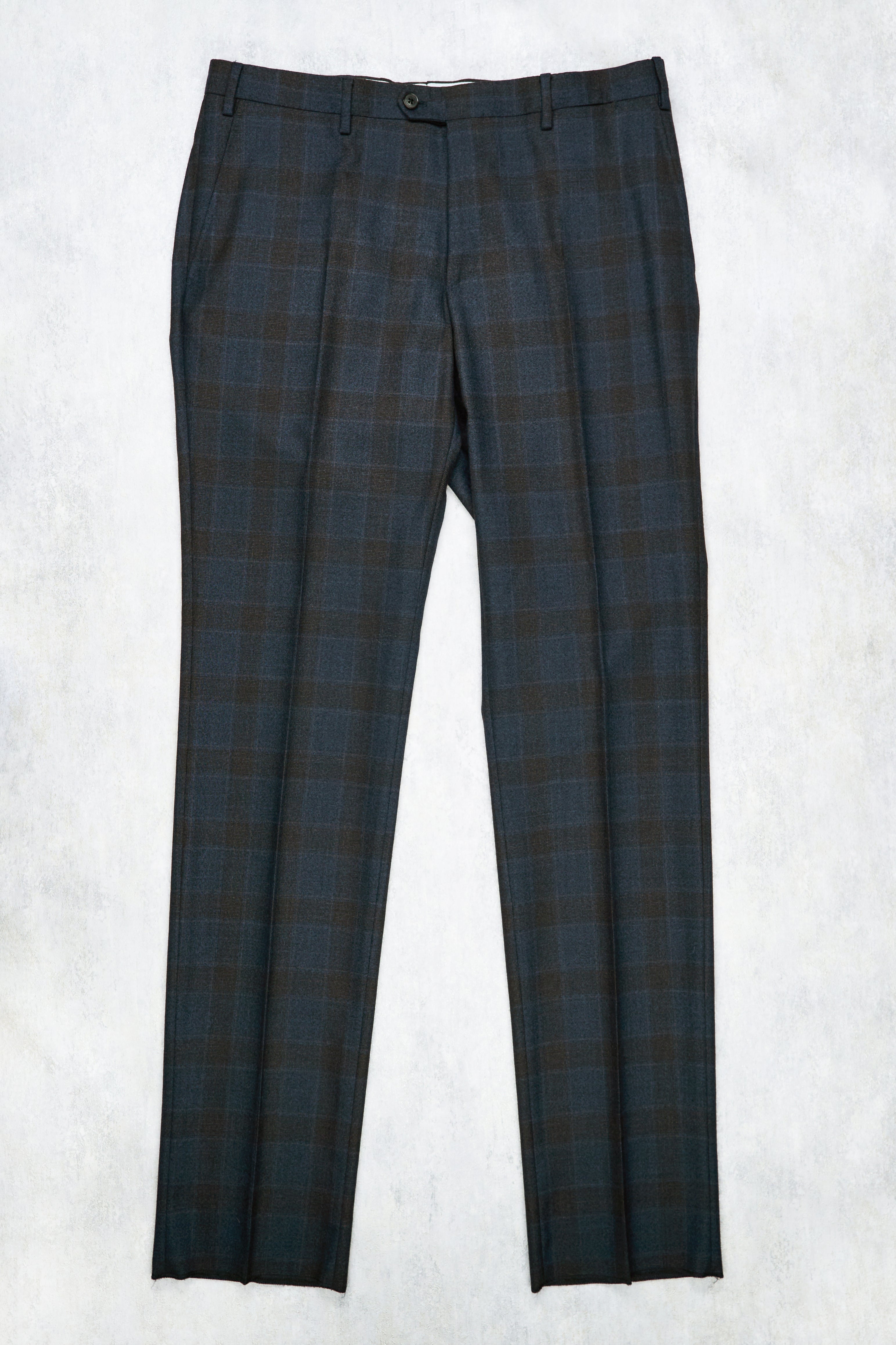 Salvatore Ferragamo Navy/Brown Check Wool Suit