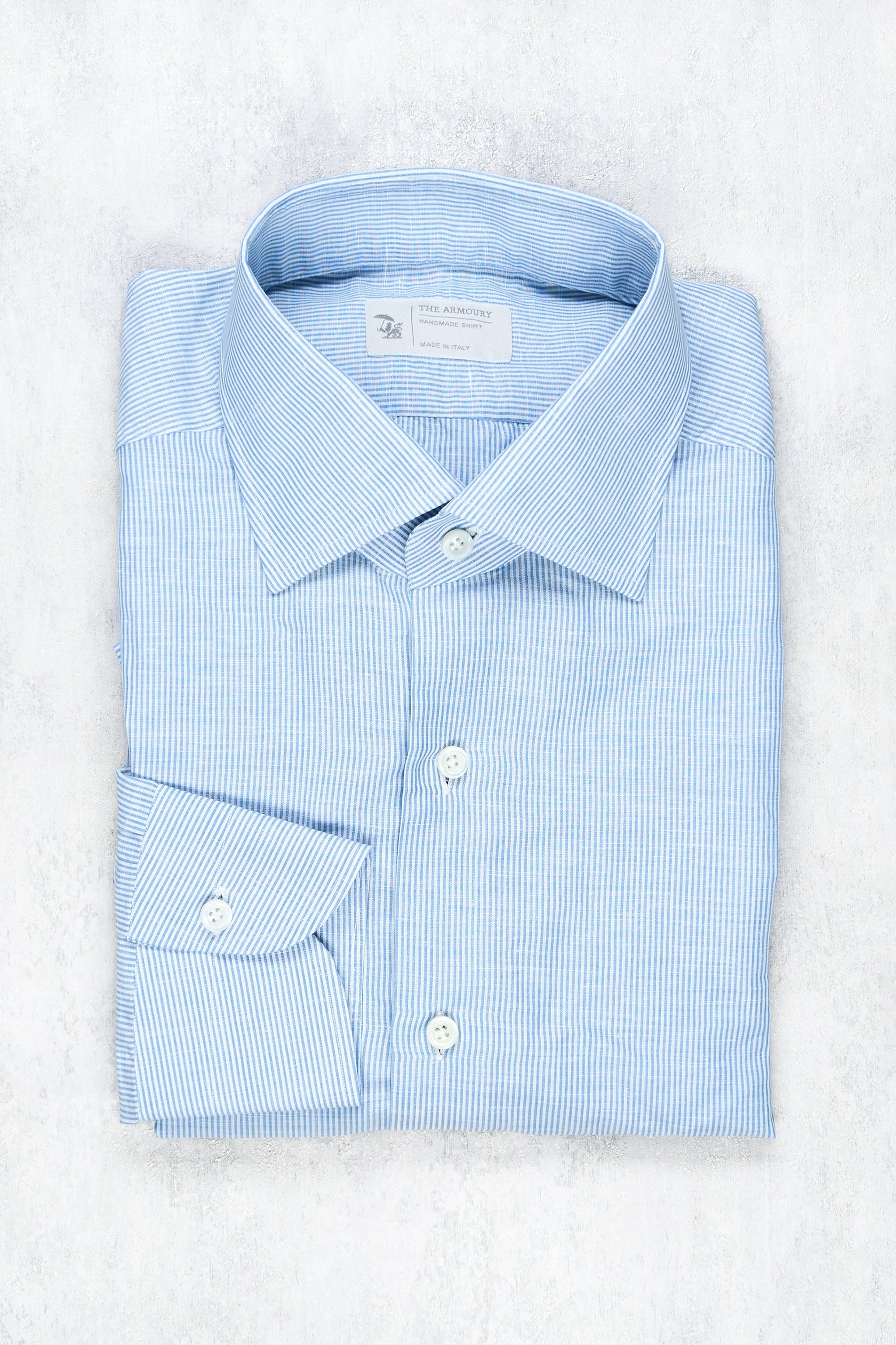 The Armoury Blue/White Stripe Cotton Spread Collar Shirt MTM