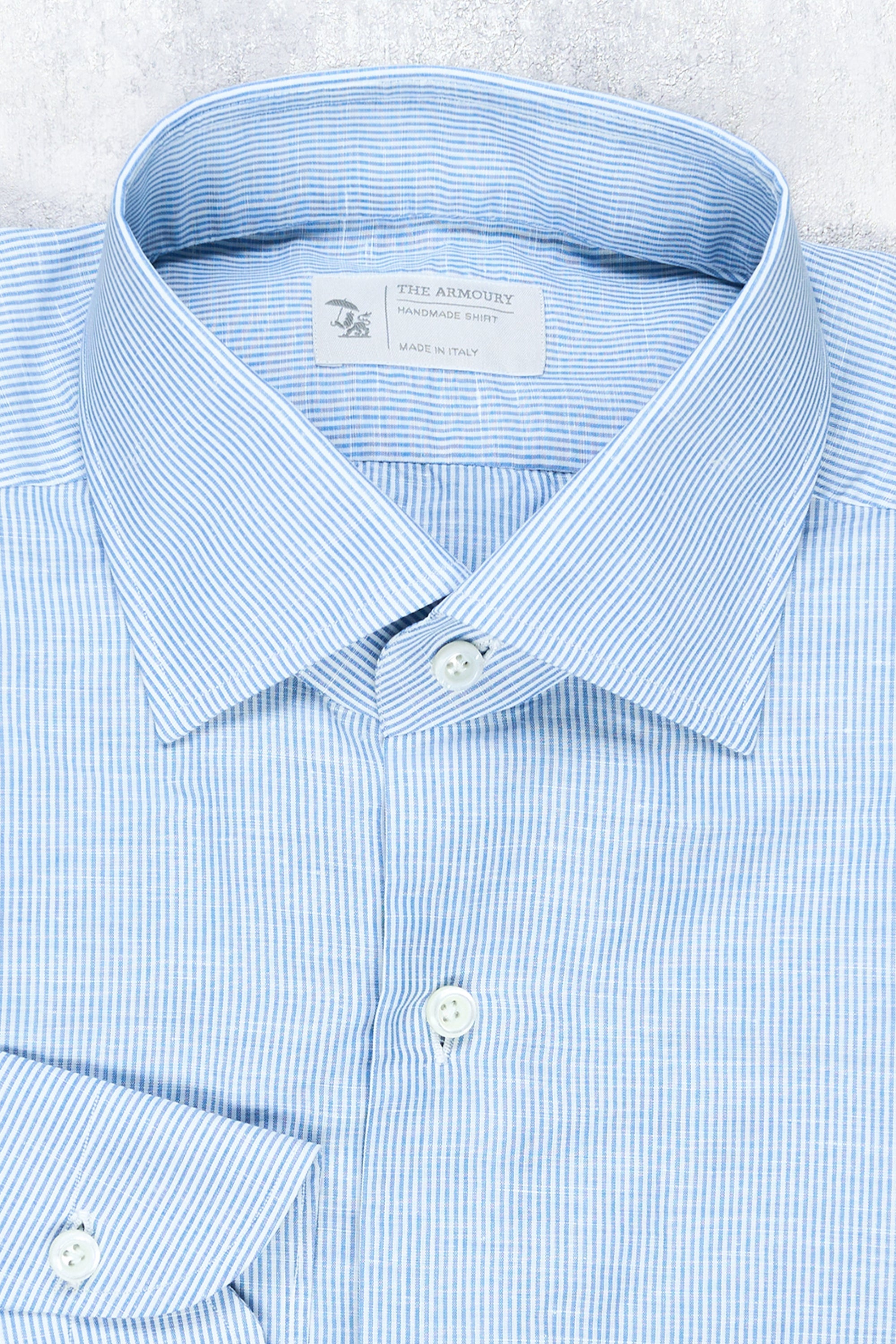 The Armoury Blue/White Stripe Cotton Spread Collar Shirt MTM