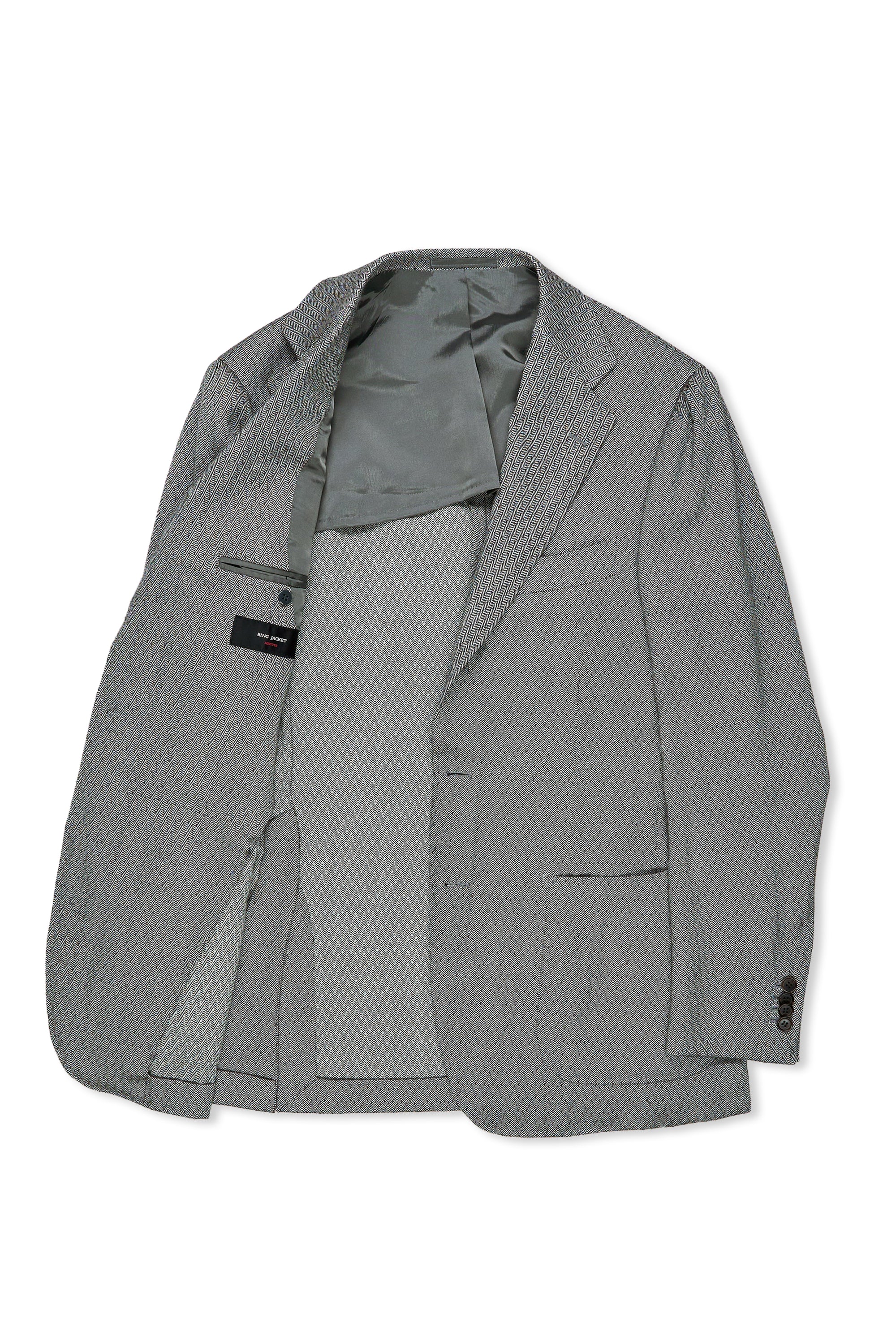 RING JACKET グレージャケット サイズ42 秋冬 RING JACKET】リングヂャケット グレンチェック 段返り3B