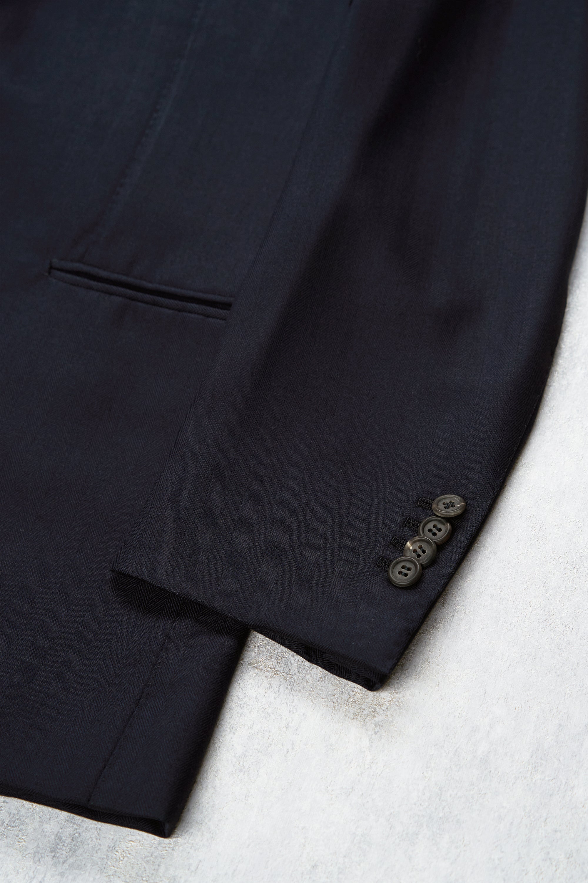 Orazio Luciano Navy Wool Herringbone 3 Piece Suit