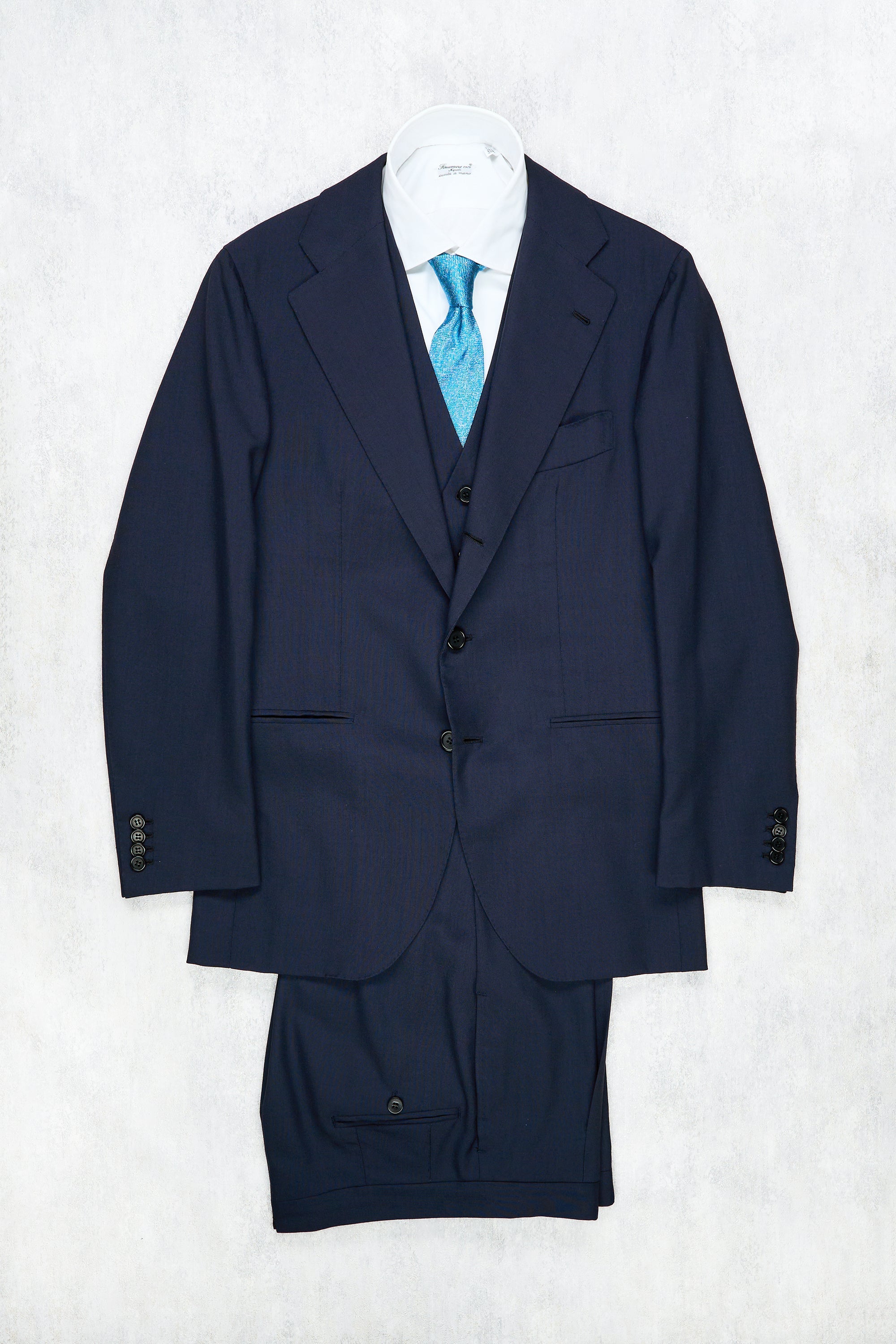 Orazio Luciano Navy Wool 3 Piece Suit