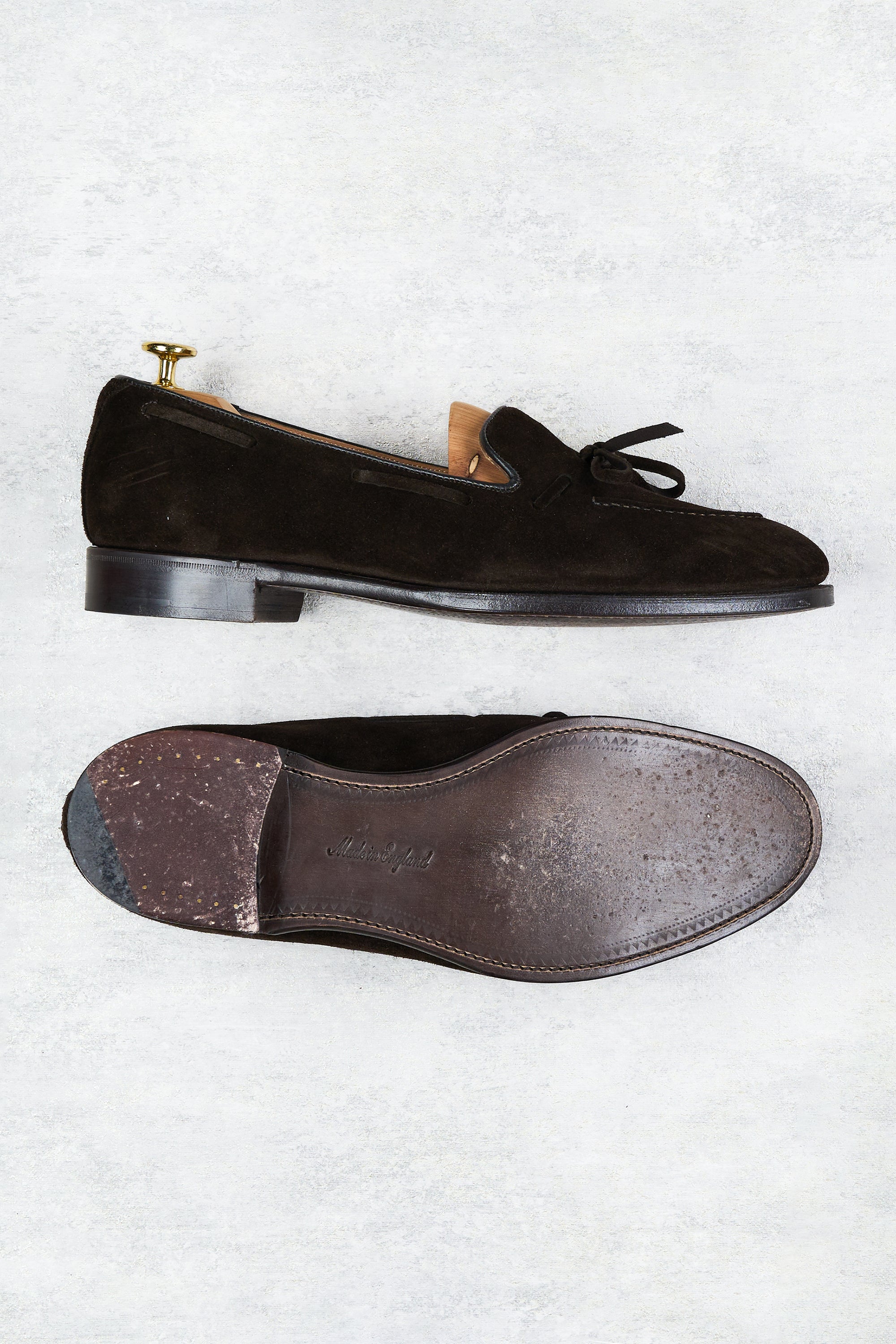 The Armoury Bitter Chocolate Janus Suede Greenwich String Loafers *sample*