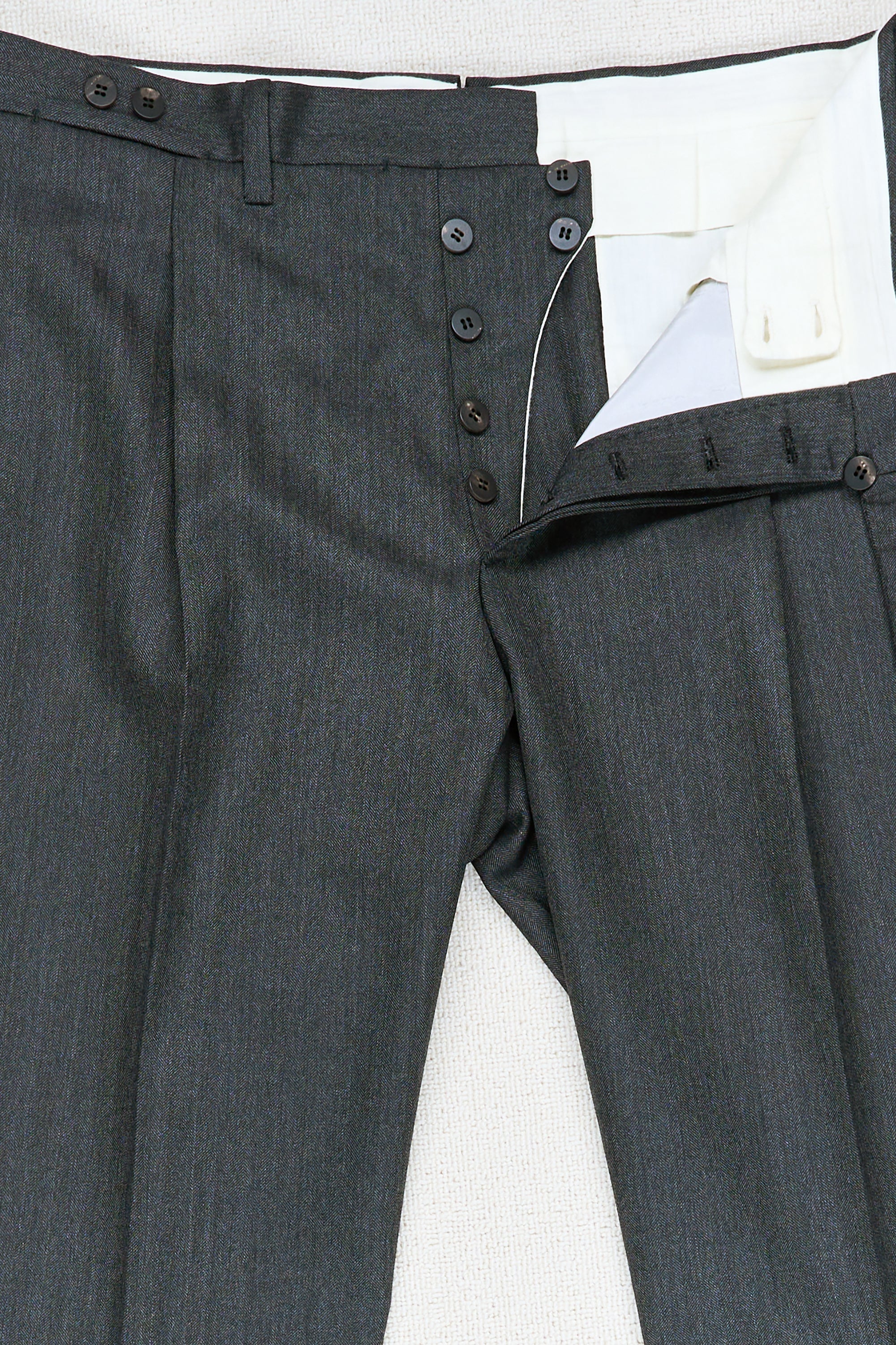Orazio Luciano Dark Grey Herringbone Wool Suit