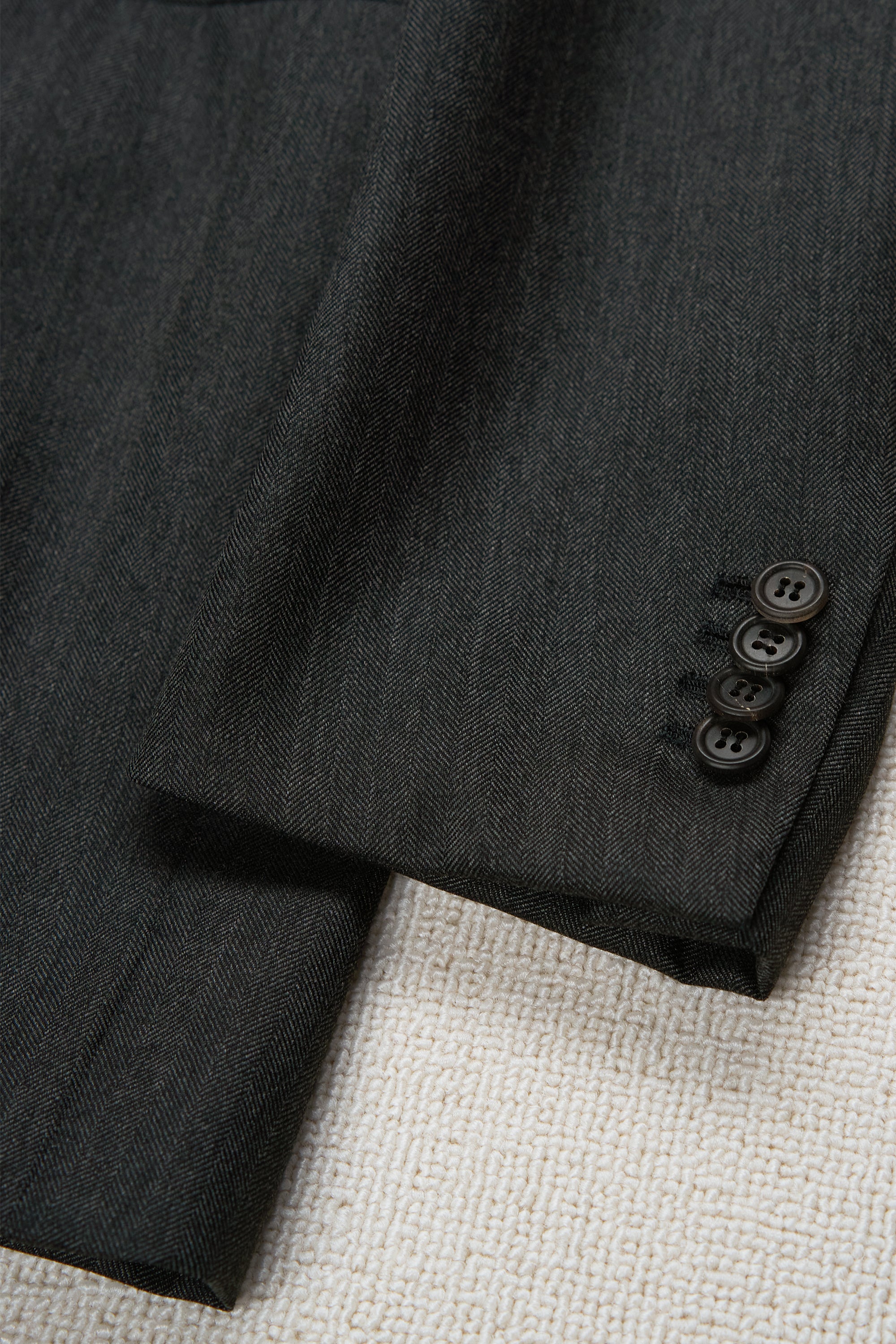 Orazio Luciano Dark Grey Herringbone Wool Suit