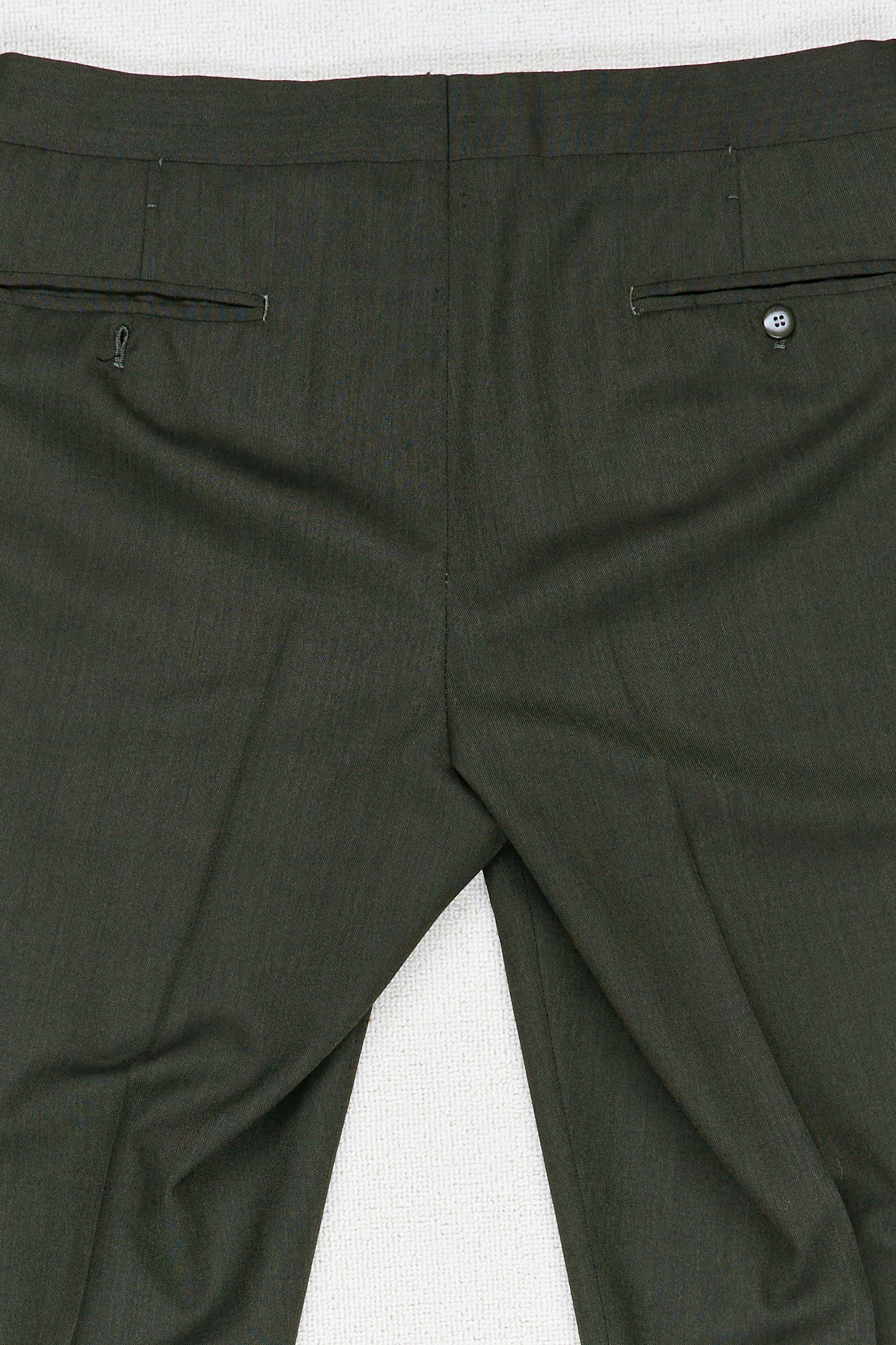 Ambrosi Napoli Dark Green Wool Single Pleat Trousers Bespoke