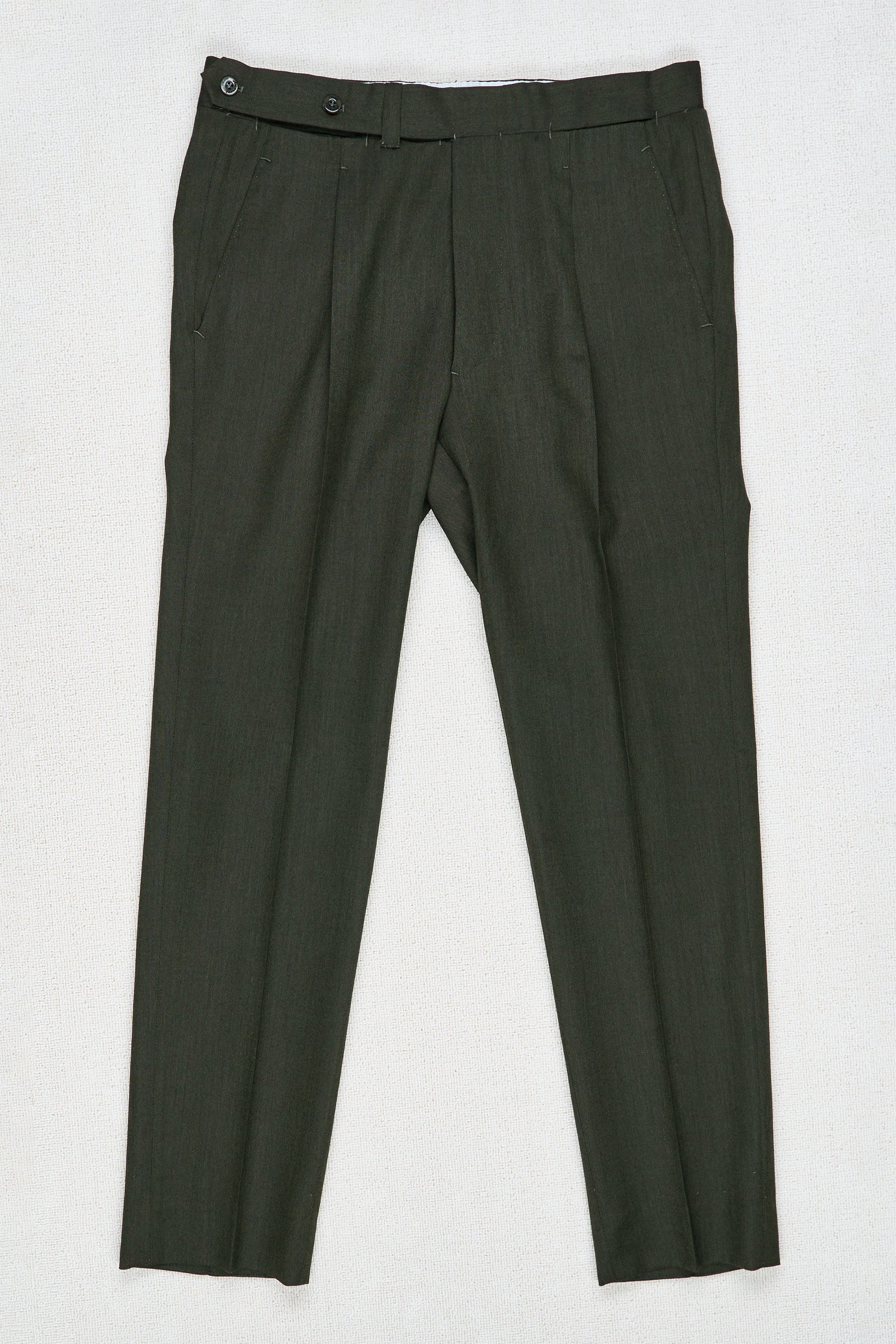 Ambrosi Napoli Dark Green Wool Single Pleat Trousers Bespoke