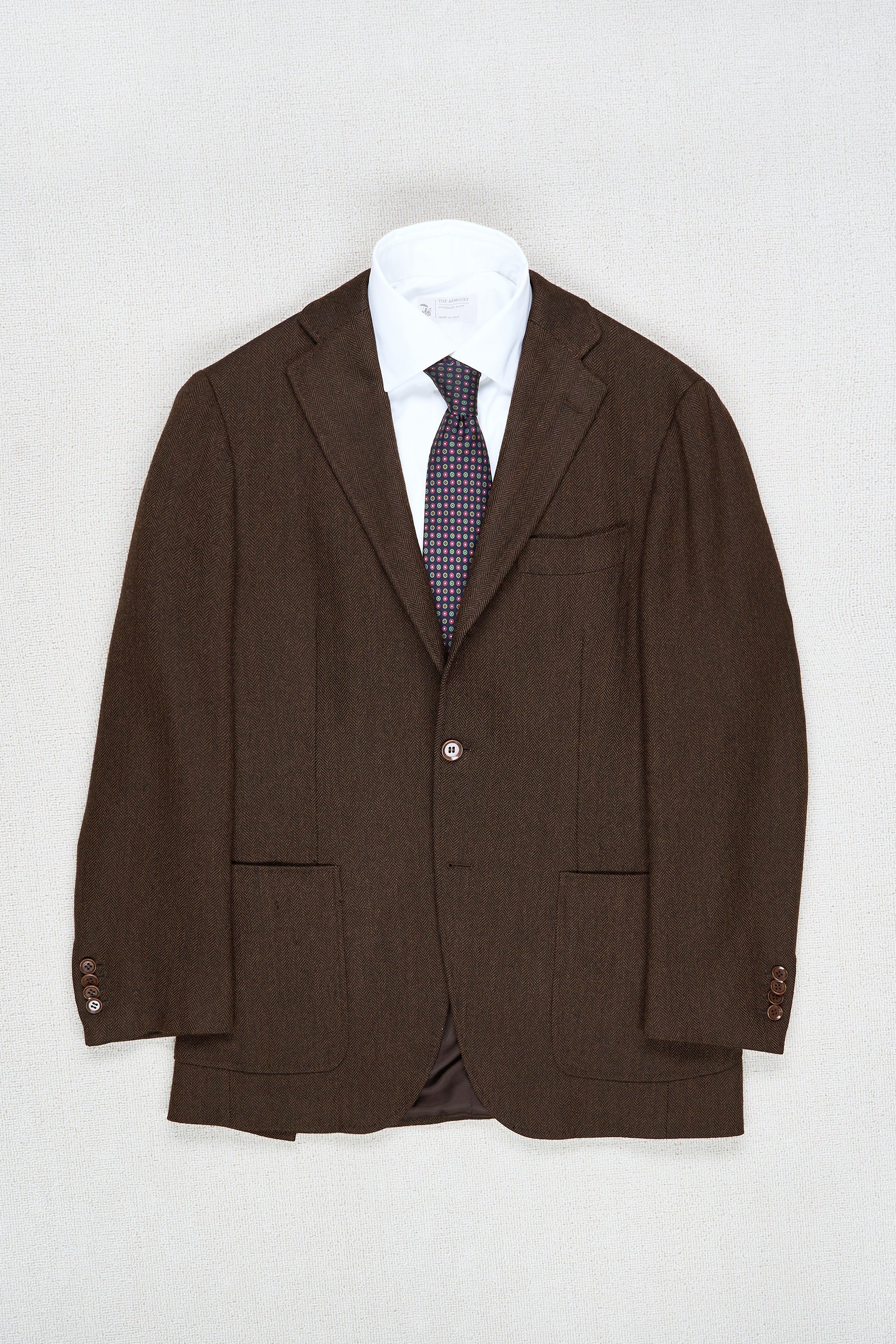 Ring Jacket 184 Dark Brown Herringbone Wool Sport Coat