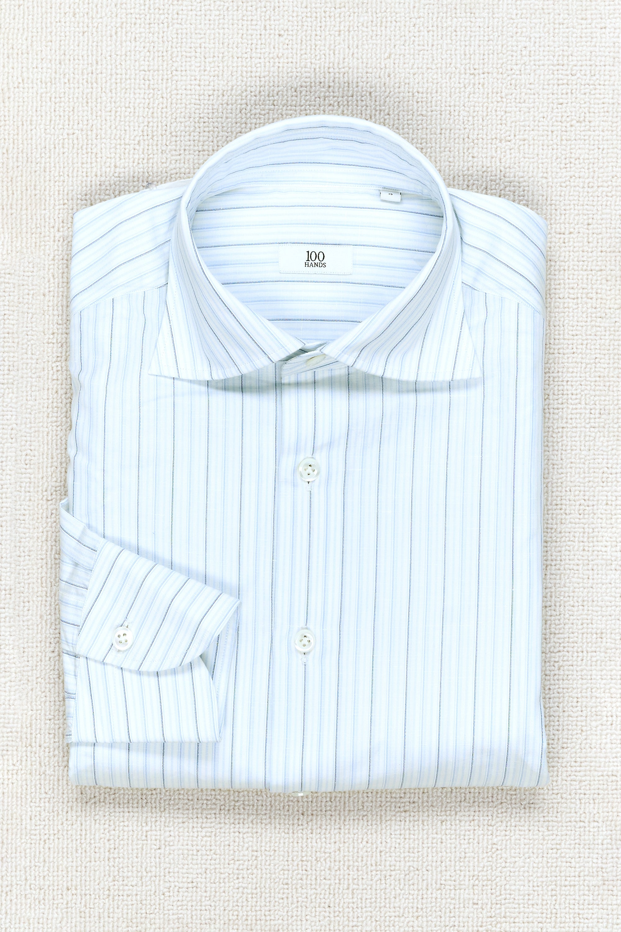 The Armoury by 100 Hands Blue Stripe Linen/Cotton Spread Collar Shirt *sample*