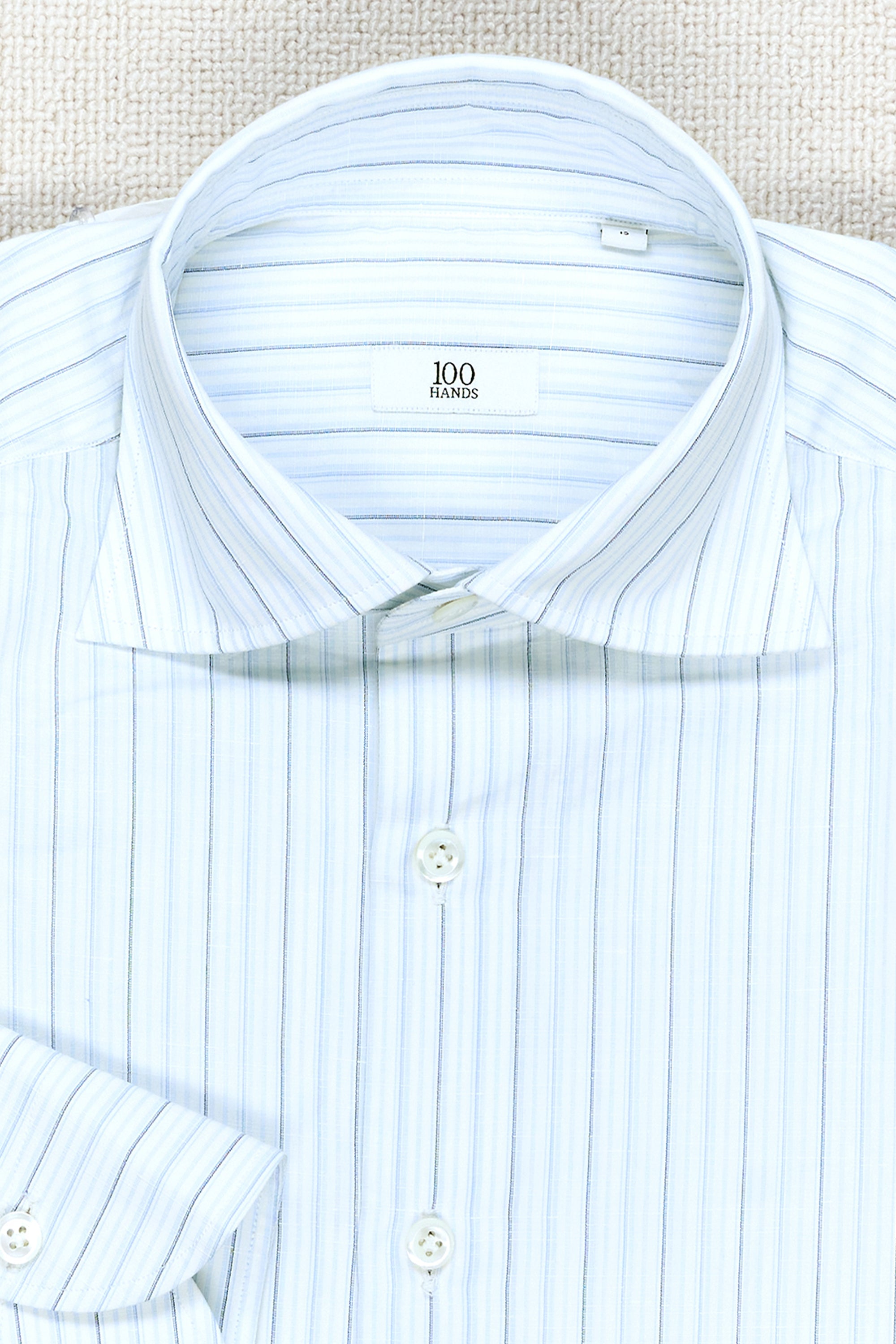 The Armoury by 100 Hands Blue Stripe Linen/Cotton Spread Collar Shirt *sample*