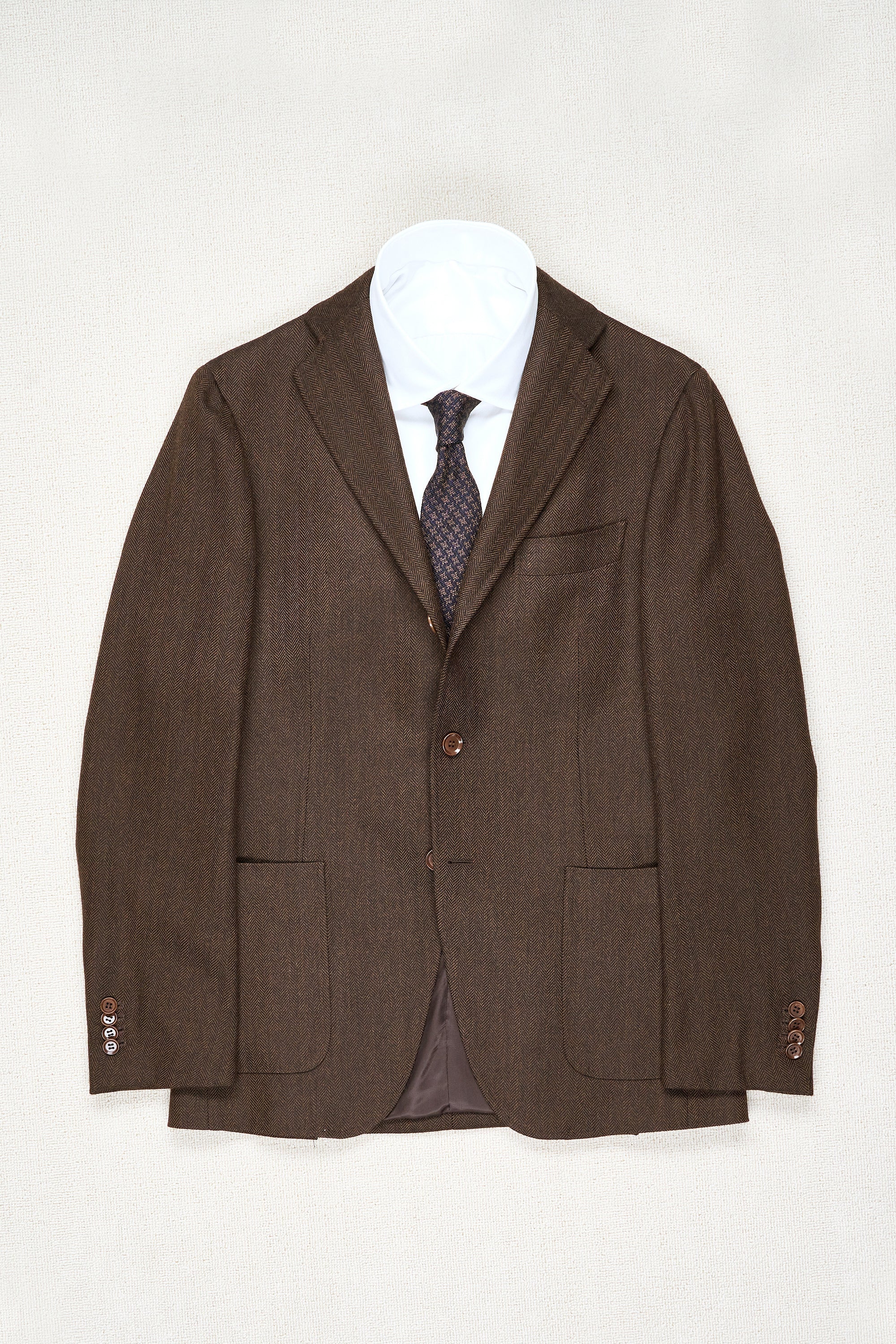 Ring Jacket 184 Dark Brown Herringbone Wool Sport Coat