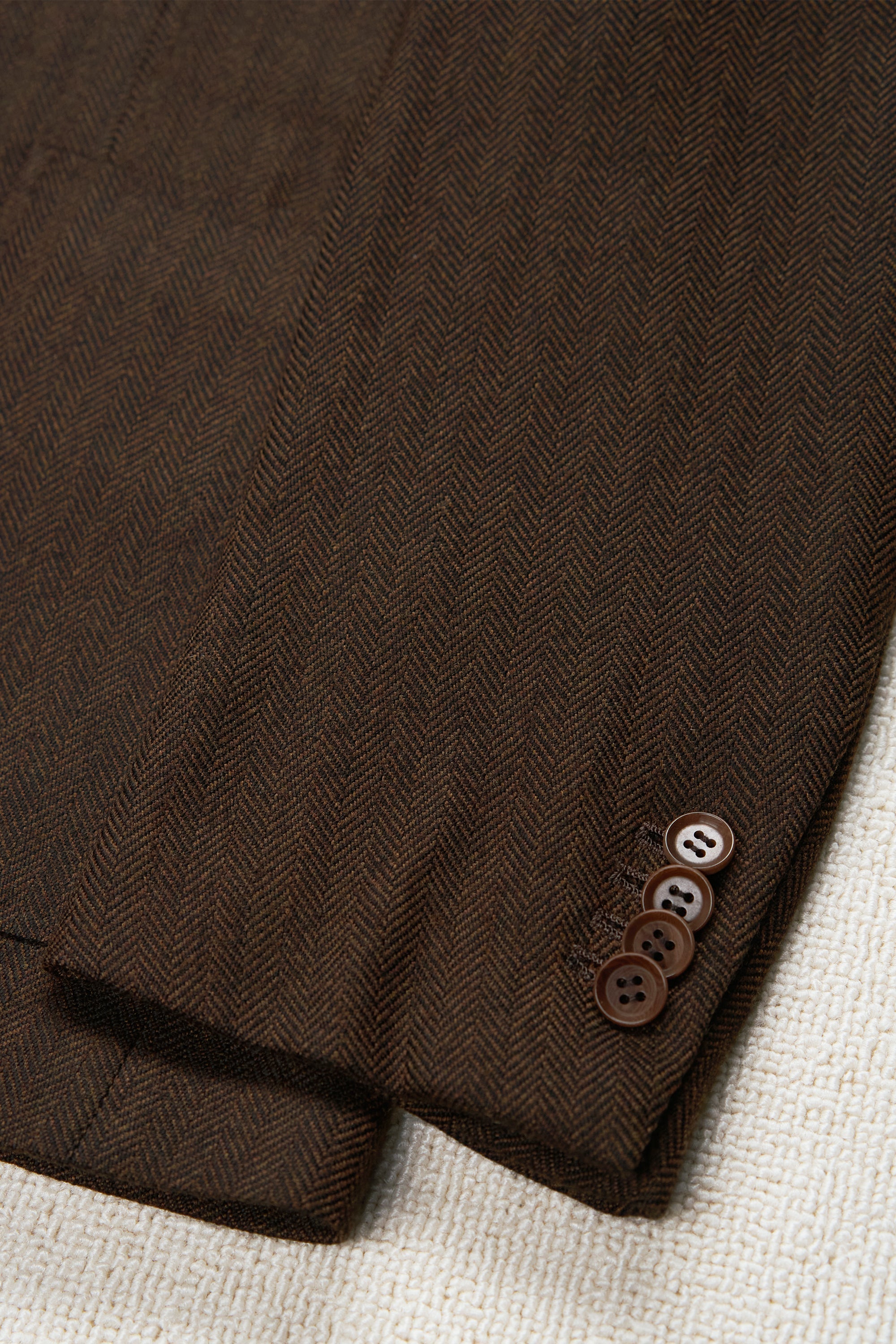 Ring Jacket 184 Dark Brown Herringbone Wool Sport Coat