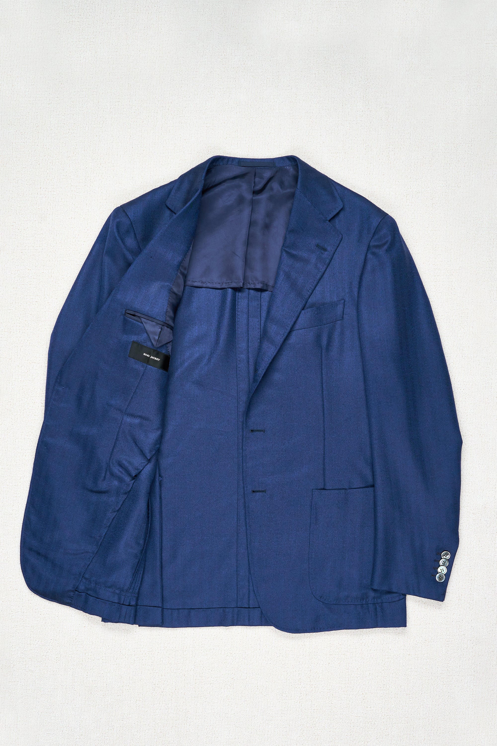 Ring Jacket AMJ03 Blue Cashmere/Silk Herringbone Sport Coat