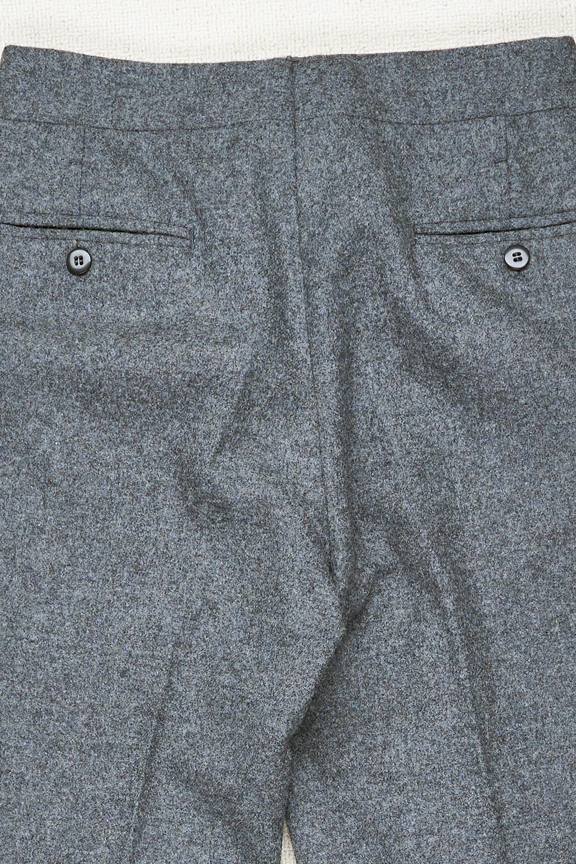 Ambrosi Napoli Grey Wool Flannel Double Pleat Trousers Bespoke