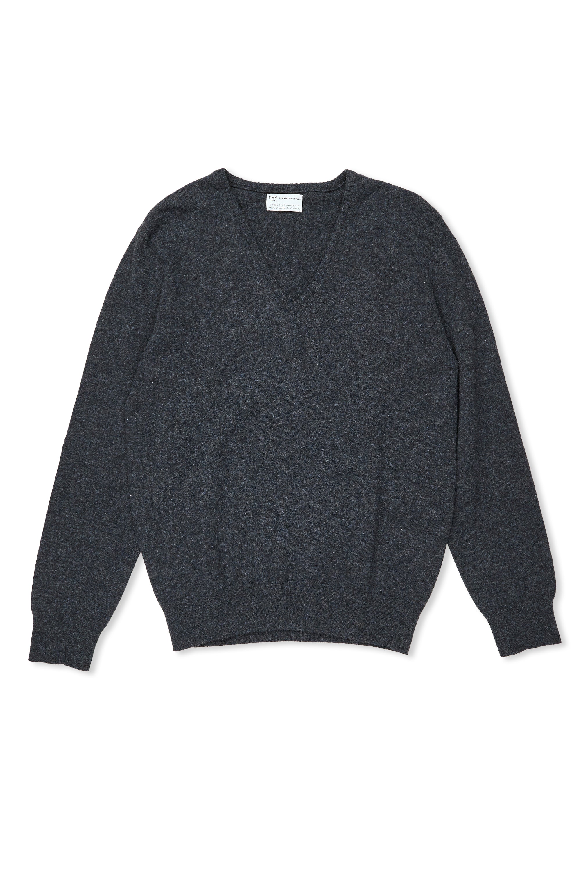 Man 1924 Dark Grey V-Neck Lambswool Sweater