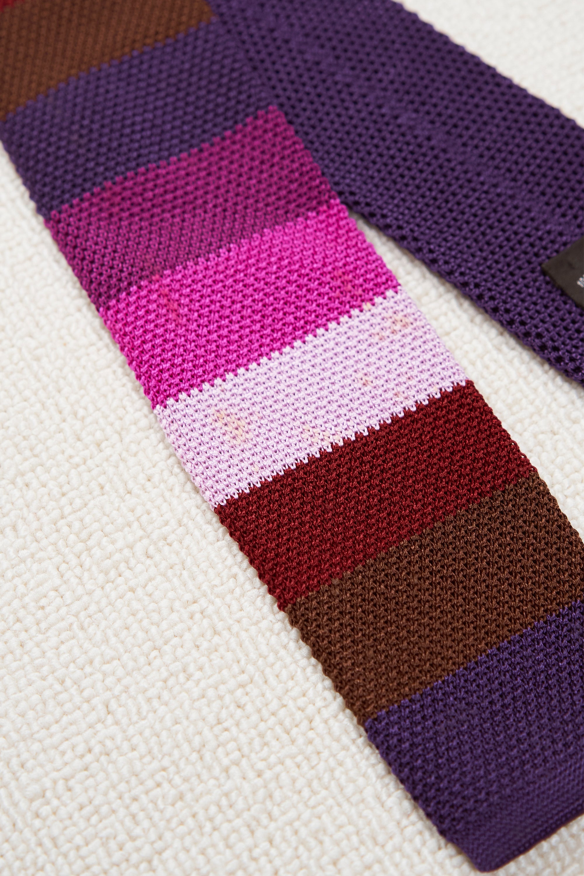 Paul Smith Purple/Brown/Red/Pink Stripe Silk Knit Tie