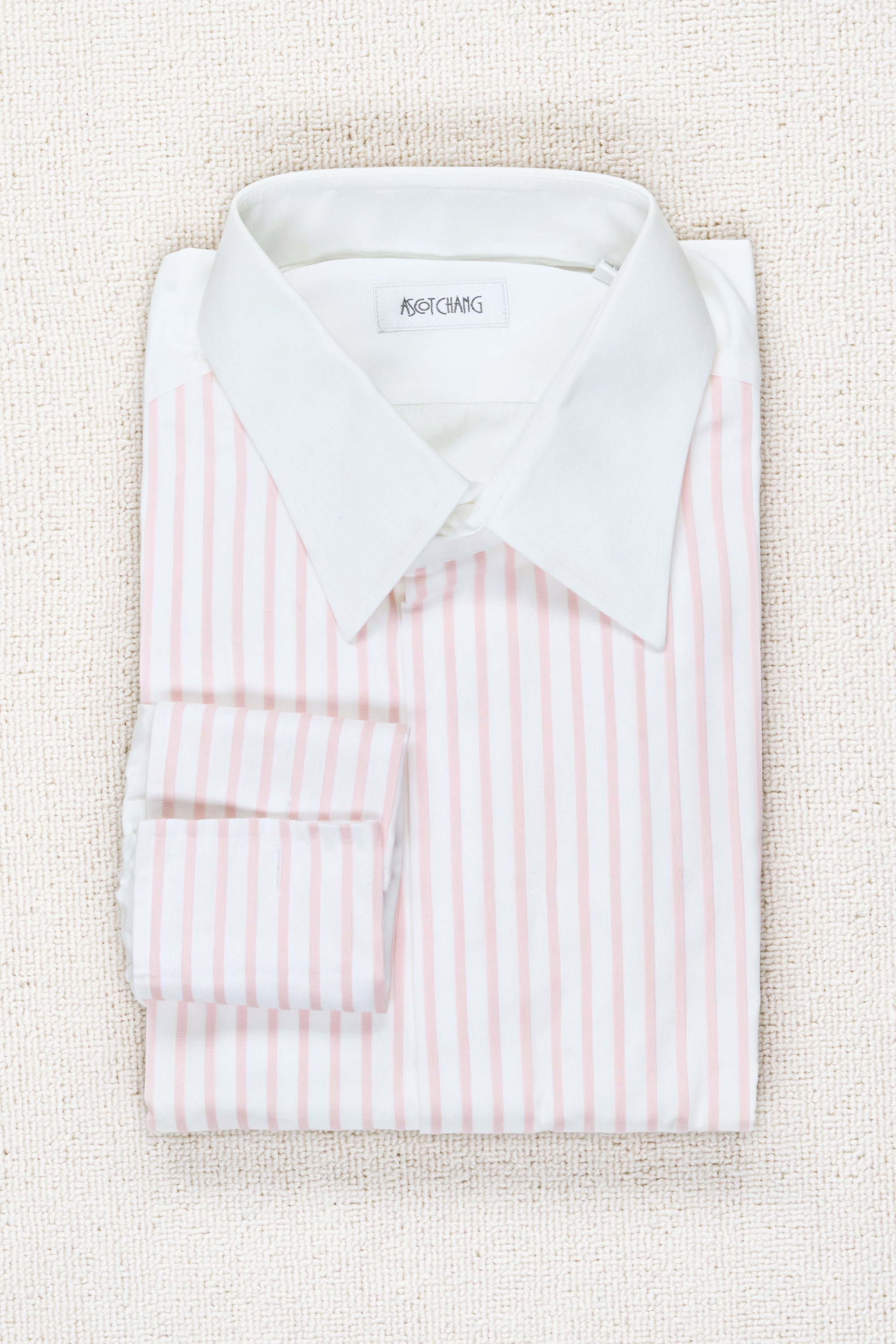 Ascot Chang Pink Pleated Bib French Cuff Tuxedo Shirt MTM