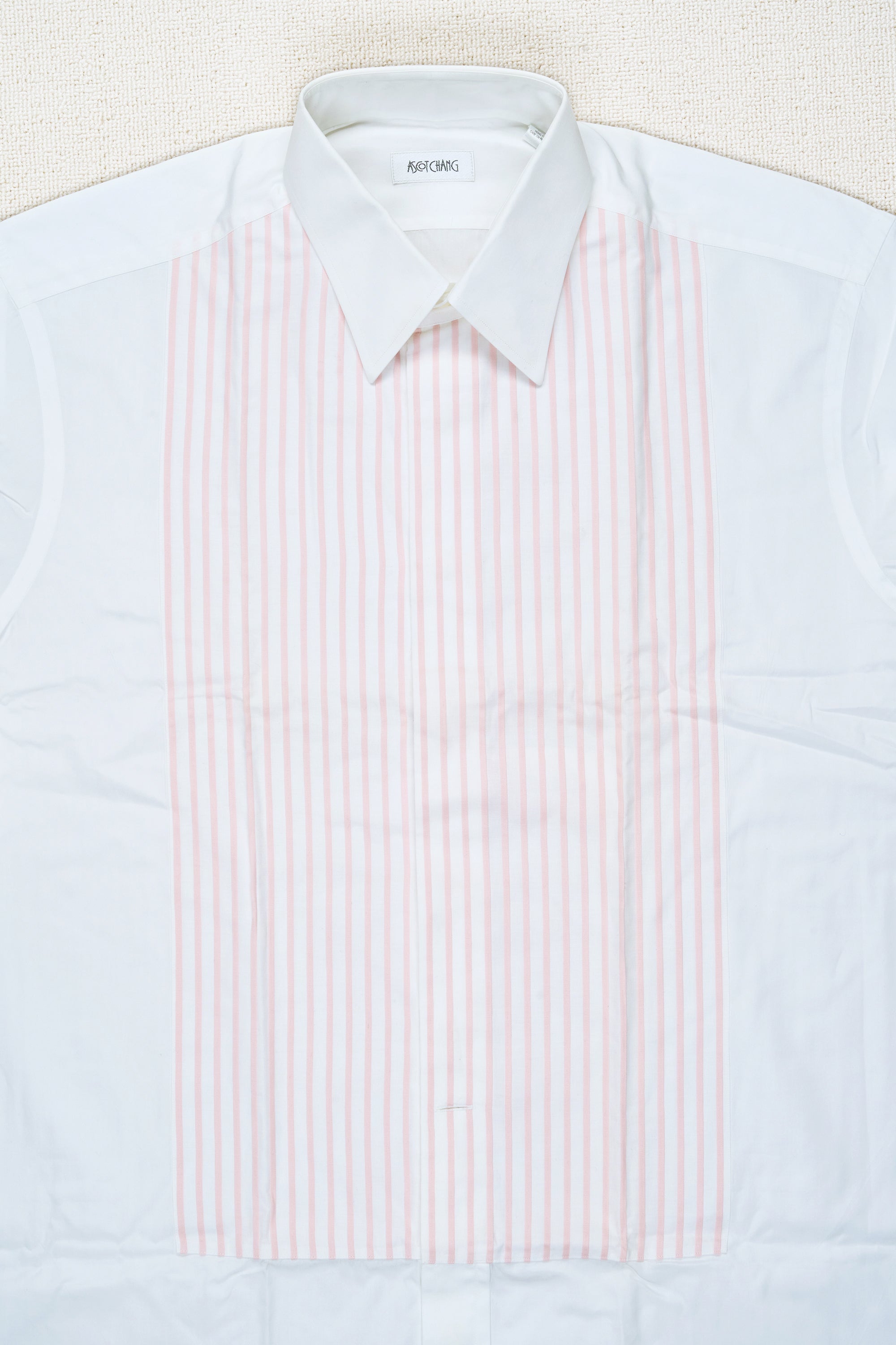 Ascot Chang Pink Pleated Bib French Cuff Tuxedo Shirt MTM
