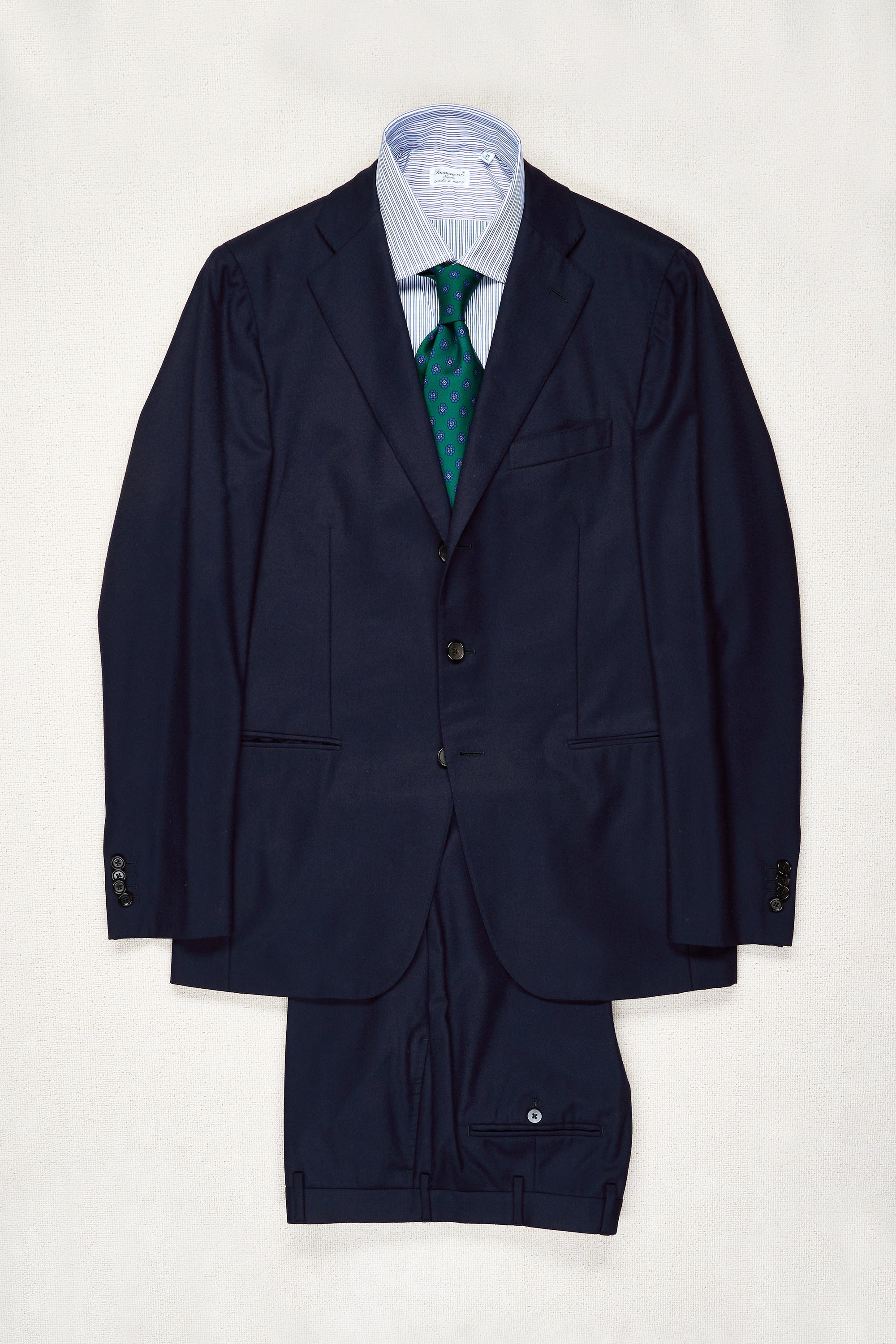 Caruso Navy Flannel Wool Suit