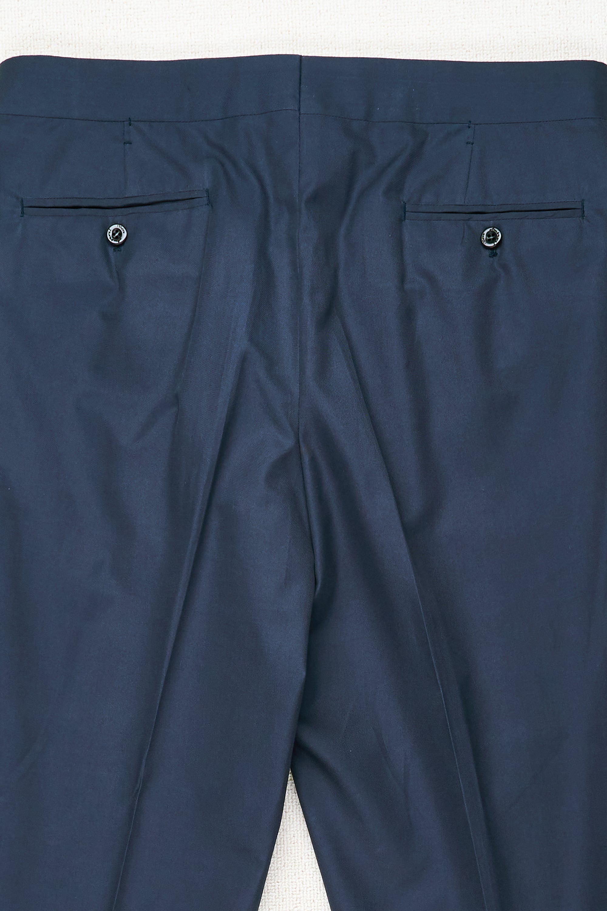 Ambrosi Napoli Navy Cotton Flat Front Trousers Bespoke