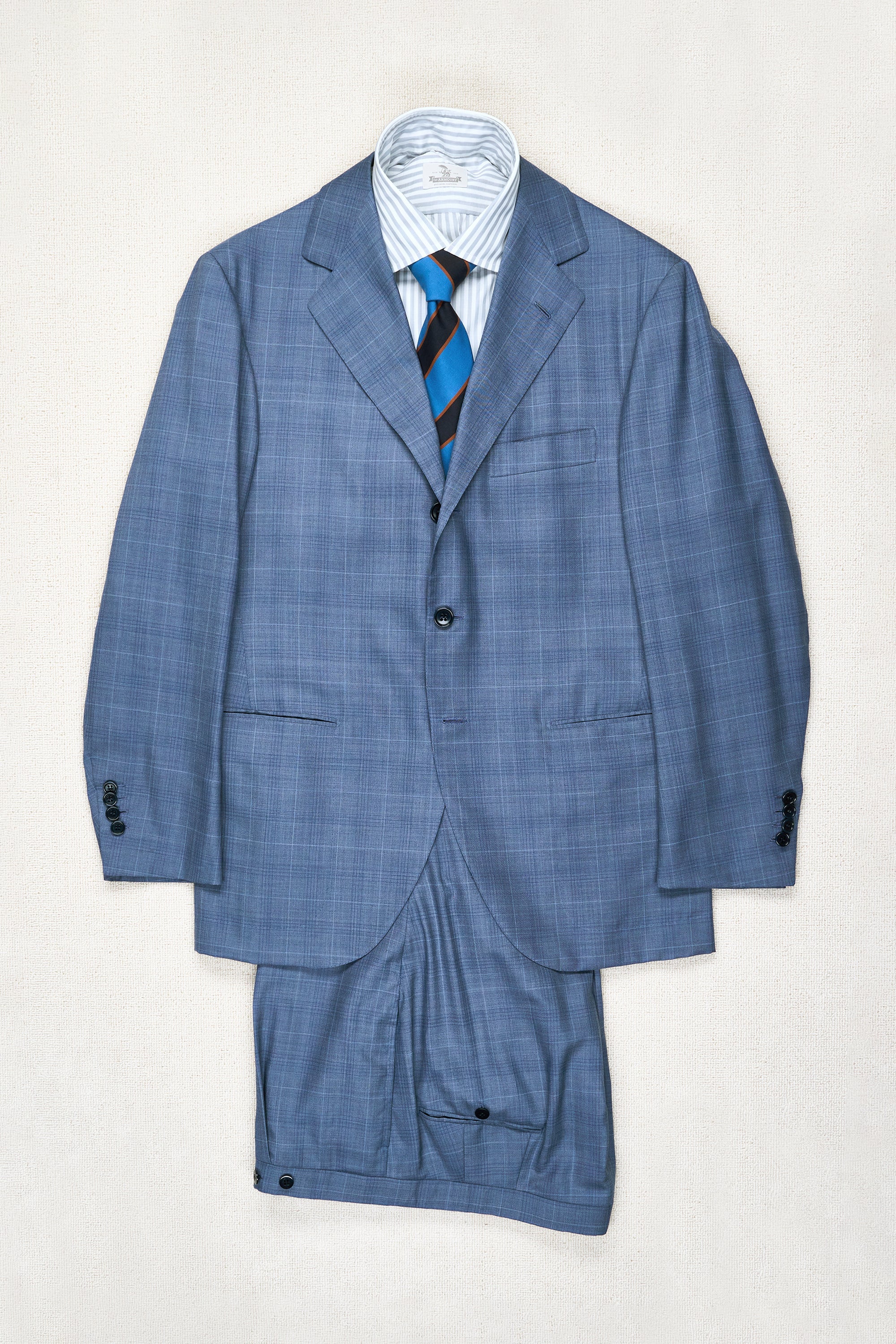 Liverano & Liverano Blue Check Wool/Silk Suit Bespoke