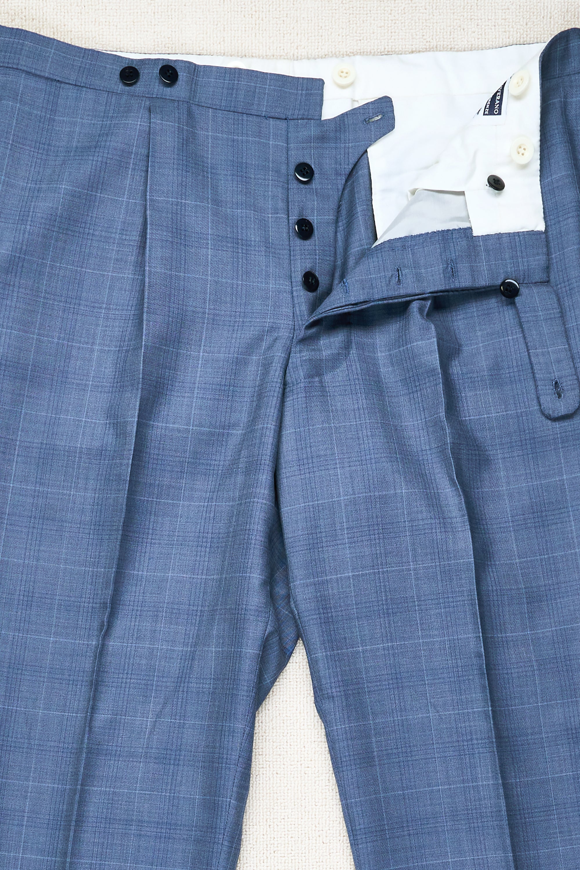 Liverano & Liverano Blue Check Wool/Silk Suit Bespoke
