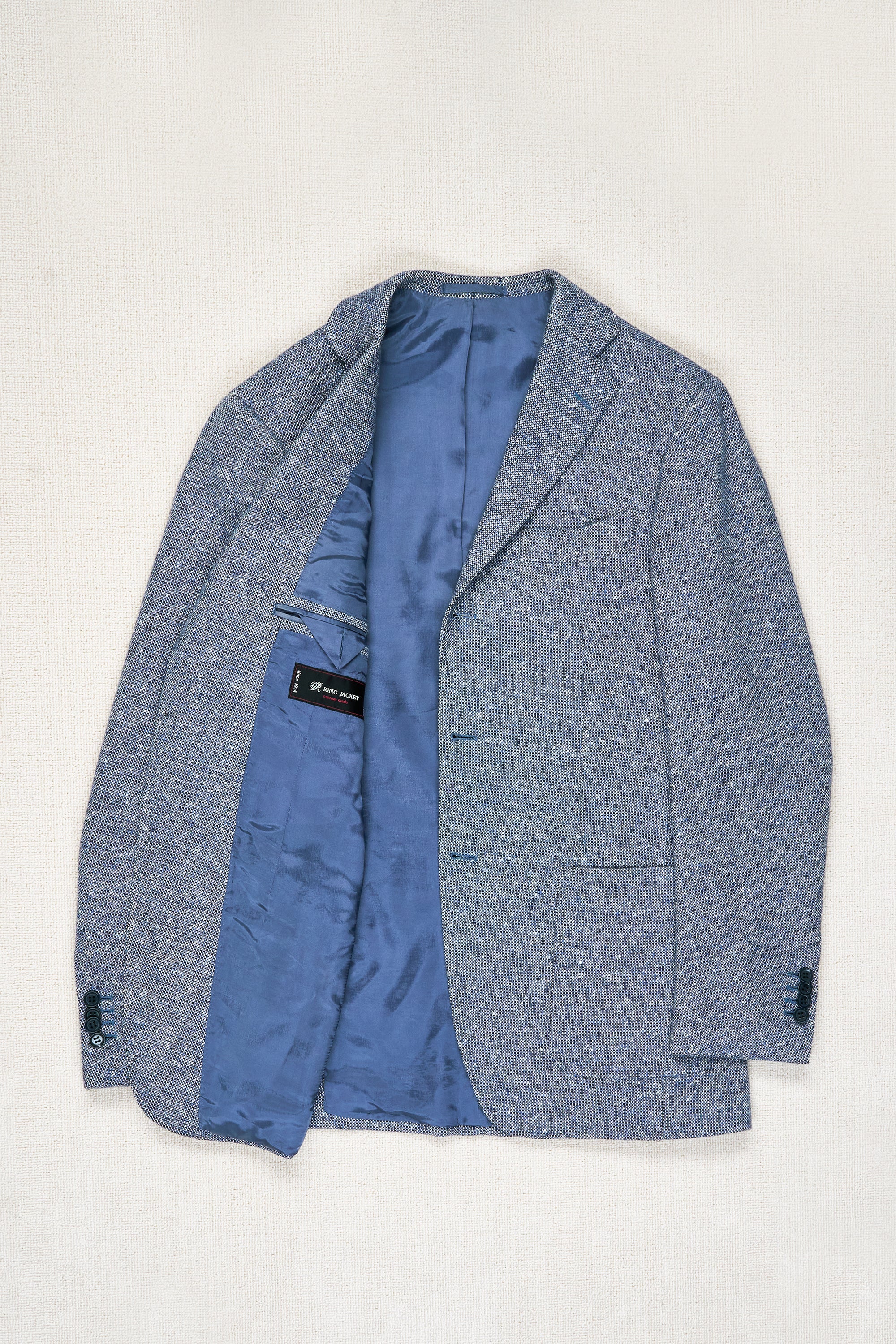 Ring Jacket Light Blue/White/Black Wool/Camel/Cashmere Weave Sport Coat Bespoke