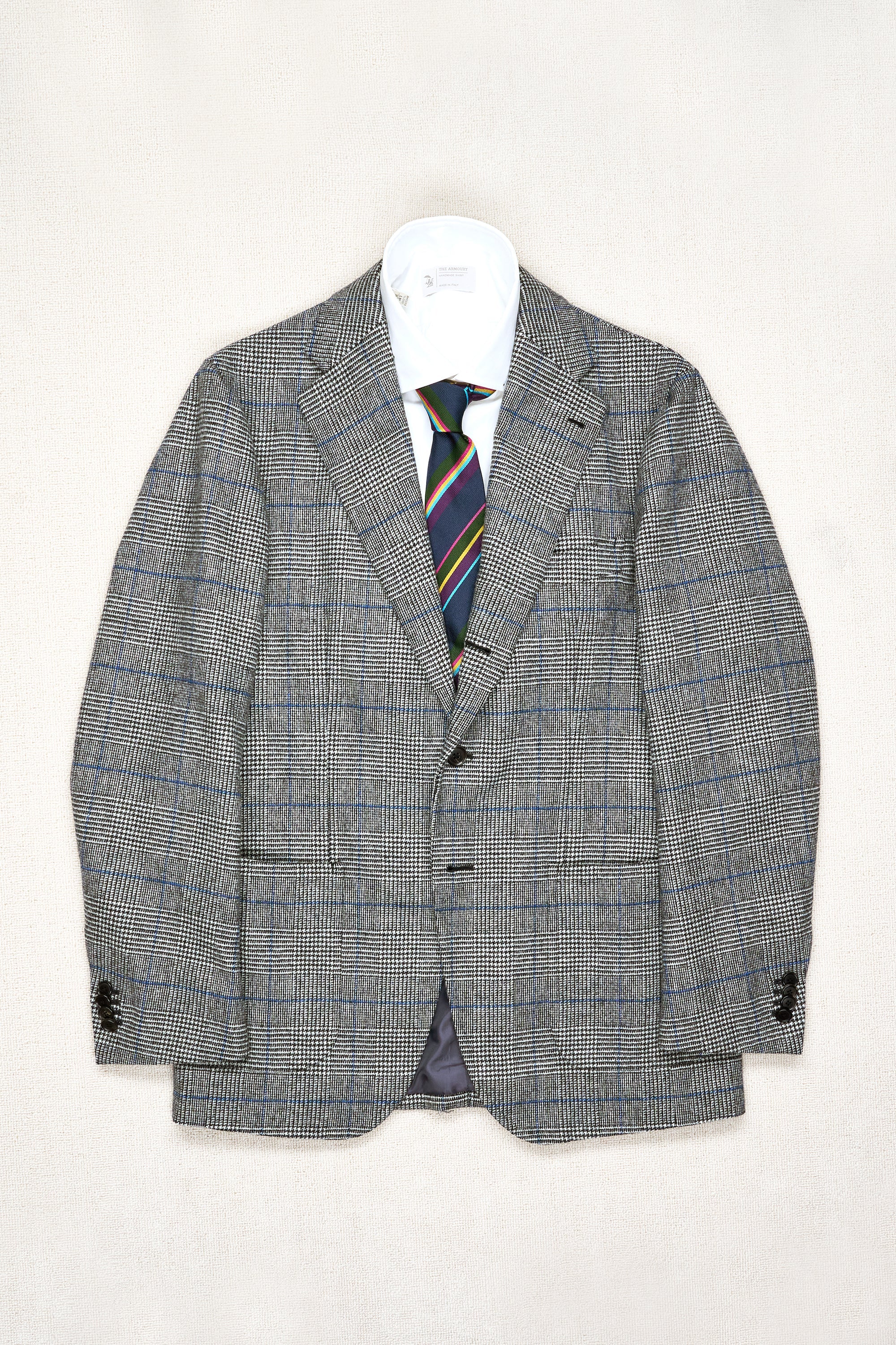 Casa Del Sarto Black/White/Blue Prince of Wales Check Wool Sport Coat