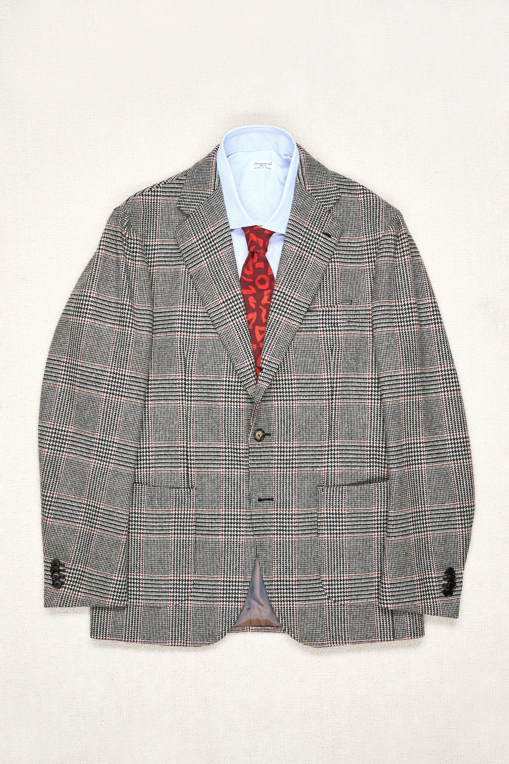 Casa Del Sarto Black/White/Red Prince of Wales Check Wool Sport Coat